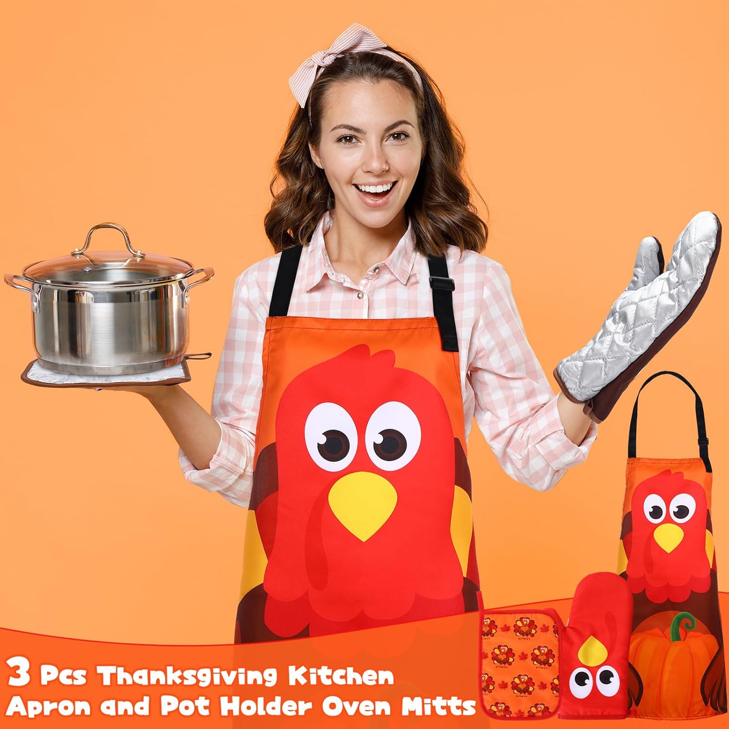 Juego de 3 manoplas de cocina de Acción de Gracias, juego de guantes de cocina de Acción de Gracias, regalo de cocina para mujeres y hombres, Como