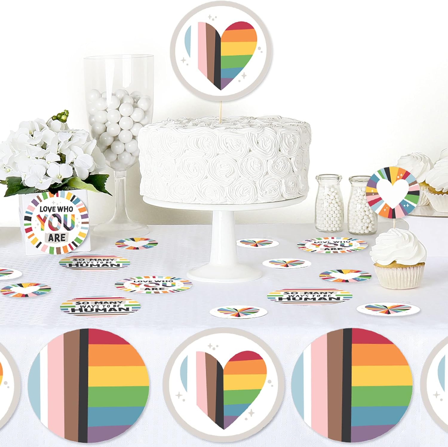Big Dot of Happiness So Many Ways to Be Human – Confeti circular gigante para fiesta del orgullo – Decoraciones de fiesta – Confeti grande 27