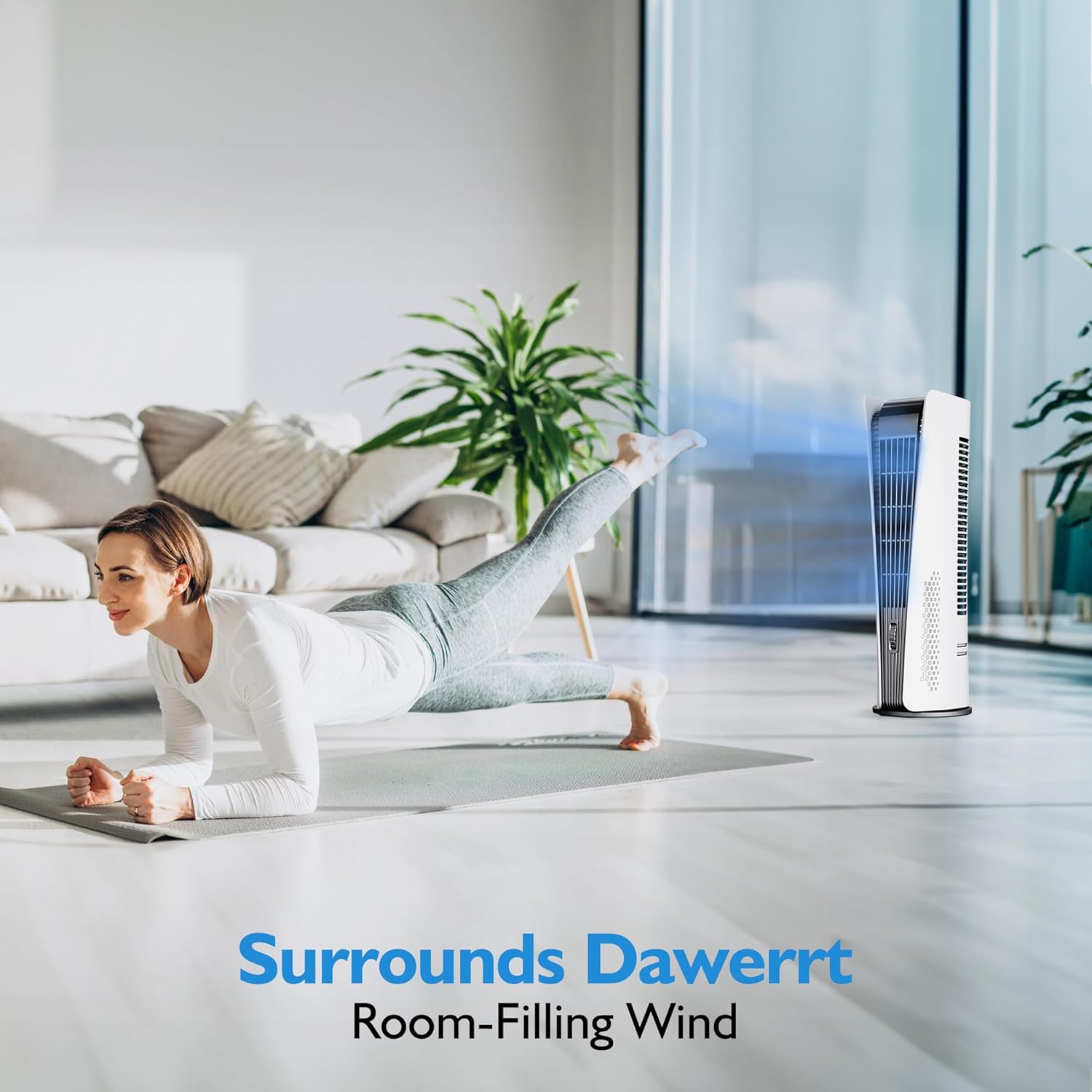 SISMEL Ventilador de torre para dormitorio, ventilador oscilante para dormitorio, ventilador de piso silencioso, ventilador oscilante sin aspas de