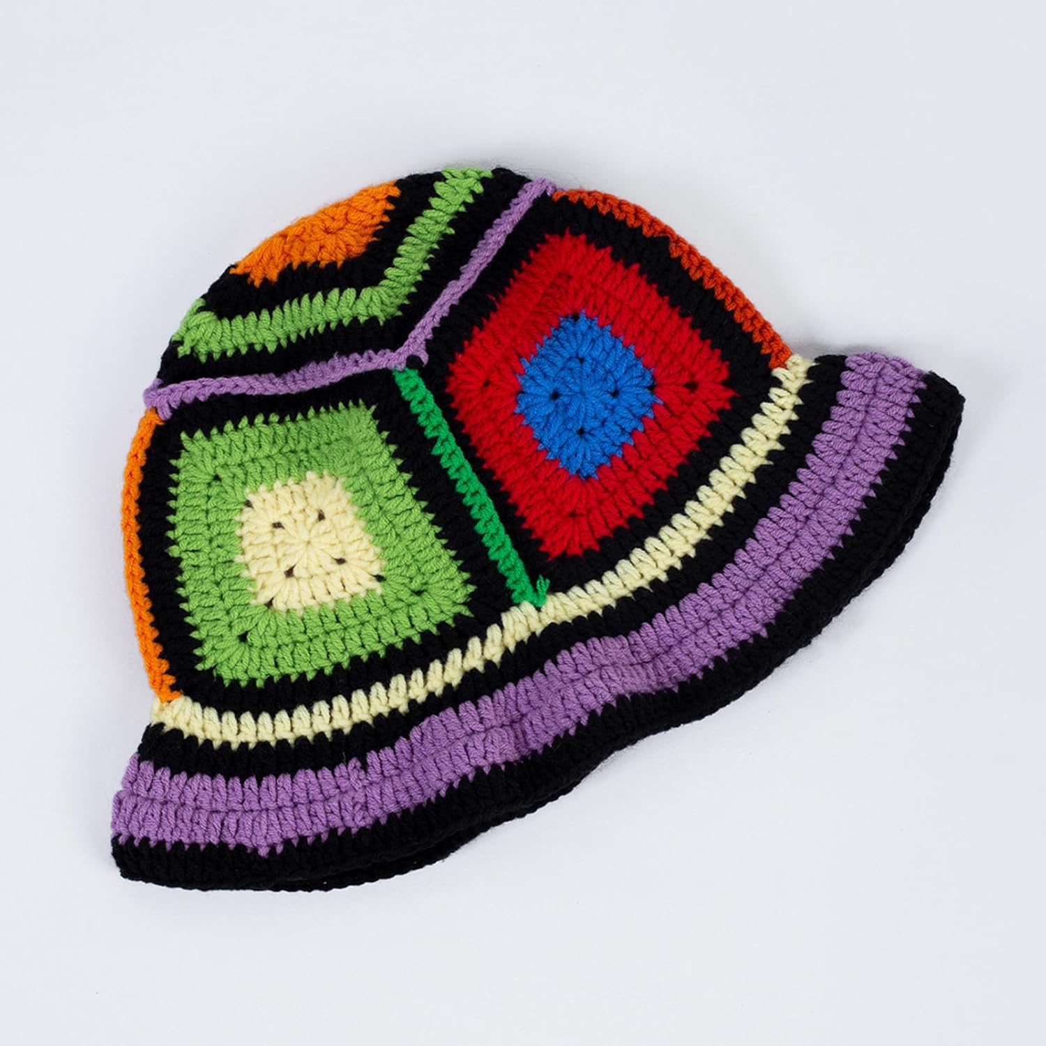 Sombrero de cubo de ganchillo de punto para mujer, hecho a mano, diseño floral, sombrero de ala ancha para pesca al sol