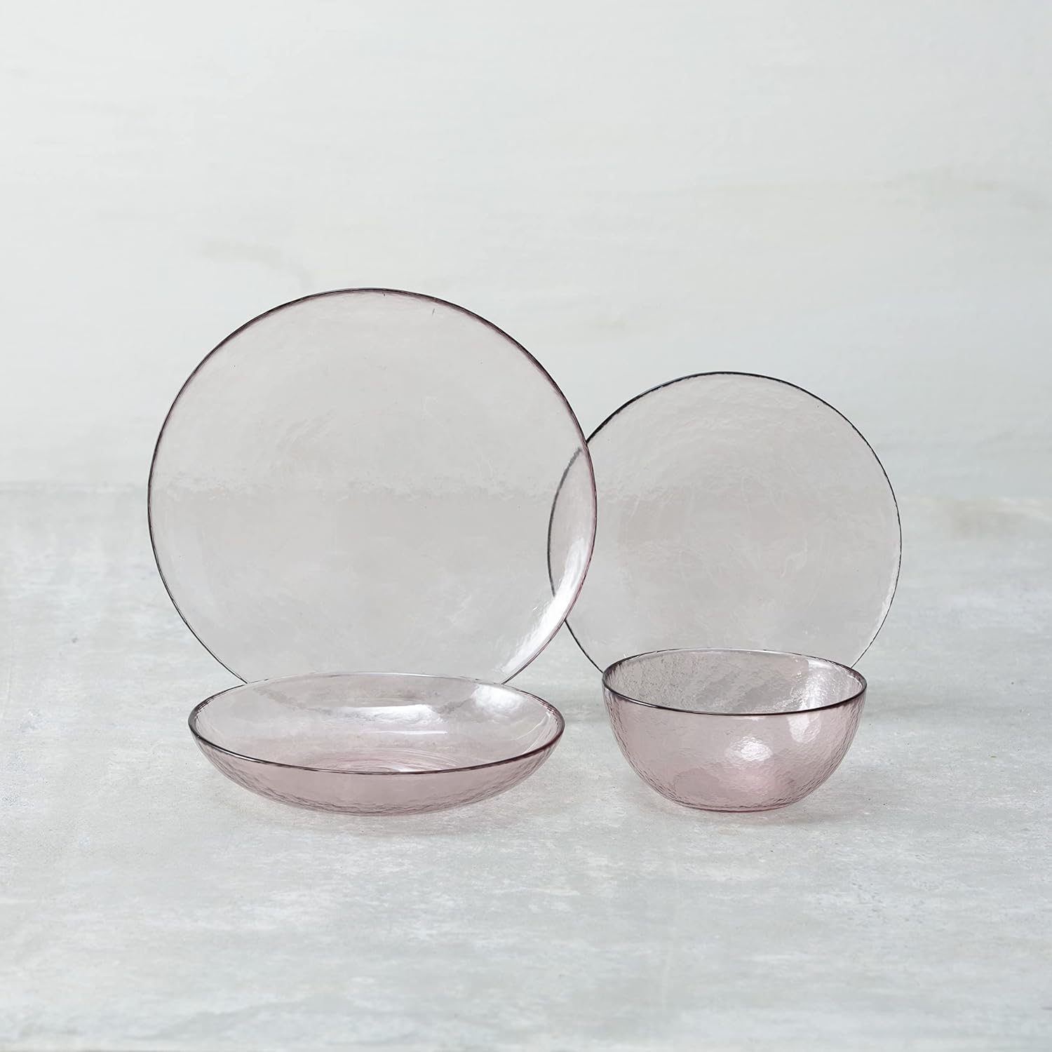 Los Cabos – Juego de 4 cuencos de cristal para ensalada y frutas de cereales de 6 pulgadas, colección de vasos y bebidas, color rosa