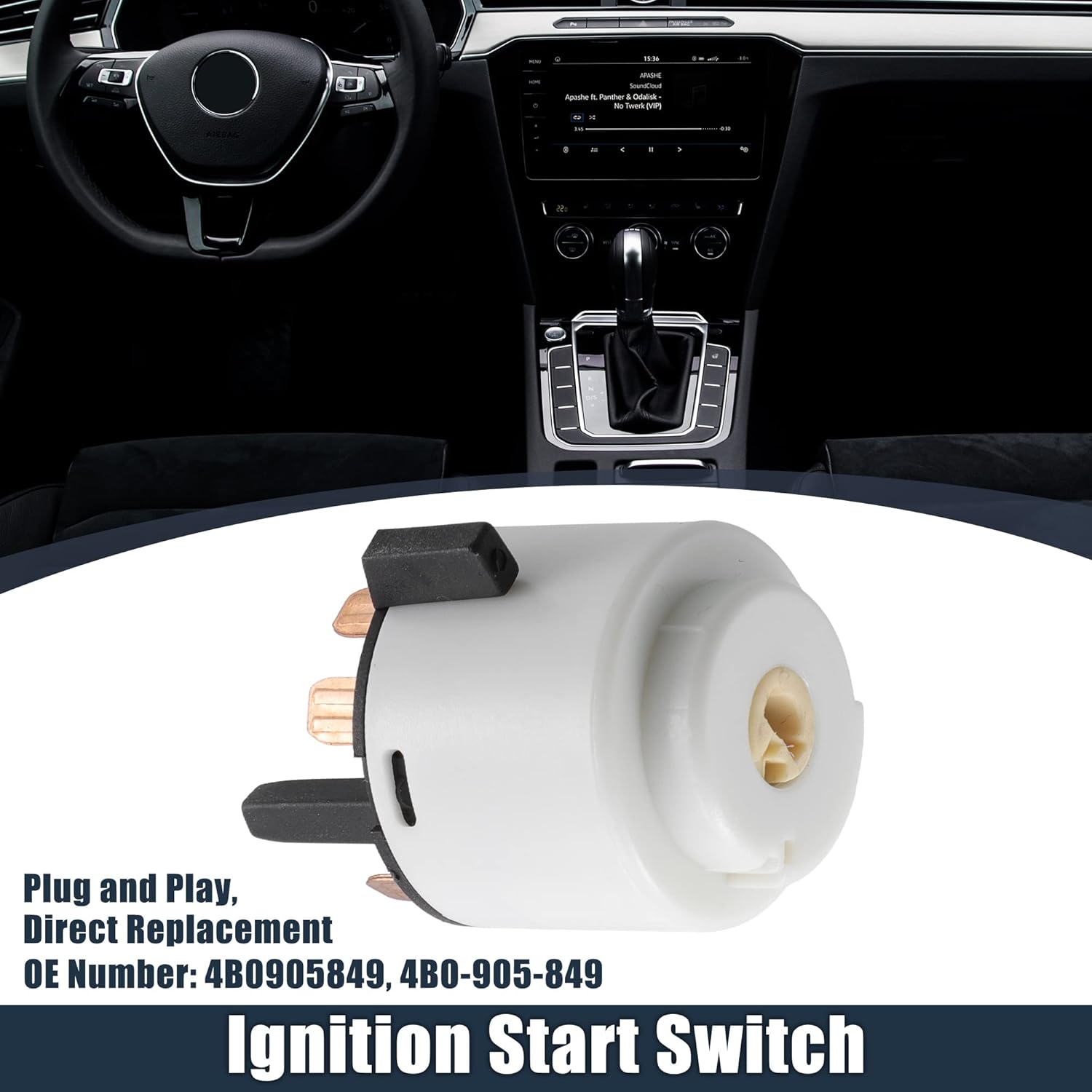 X AUTOHAUX 4B0905849 Interruptor de arranque de encendido Botón de parada de arranque del motor para Volkswagen Jetta 1999 2000 2001 2002 2003 2004