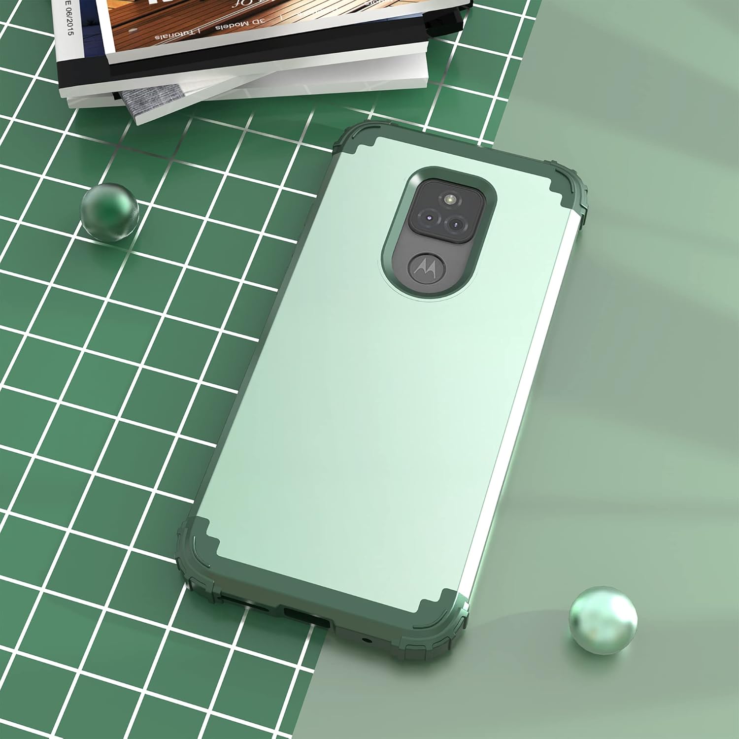 IDweel Funda para Moto G Play 2021 con protector de pantalla de vidrio templado, 3 en 1, a prueba de golpes, delgada, híbrida, resistente,