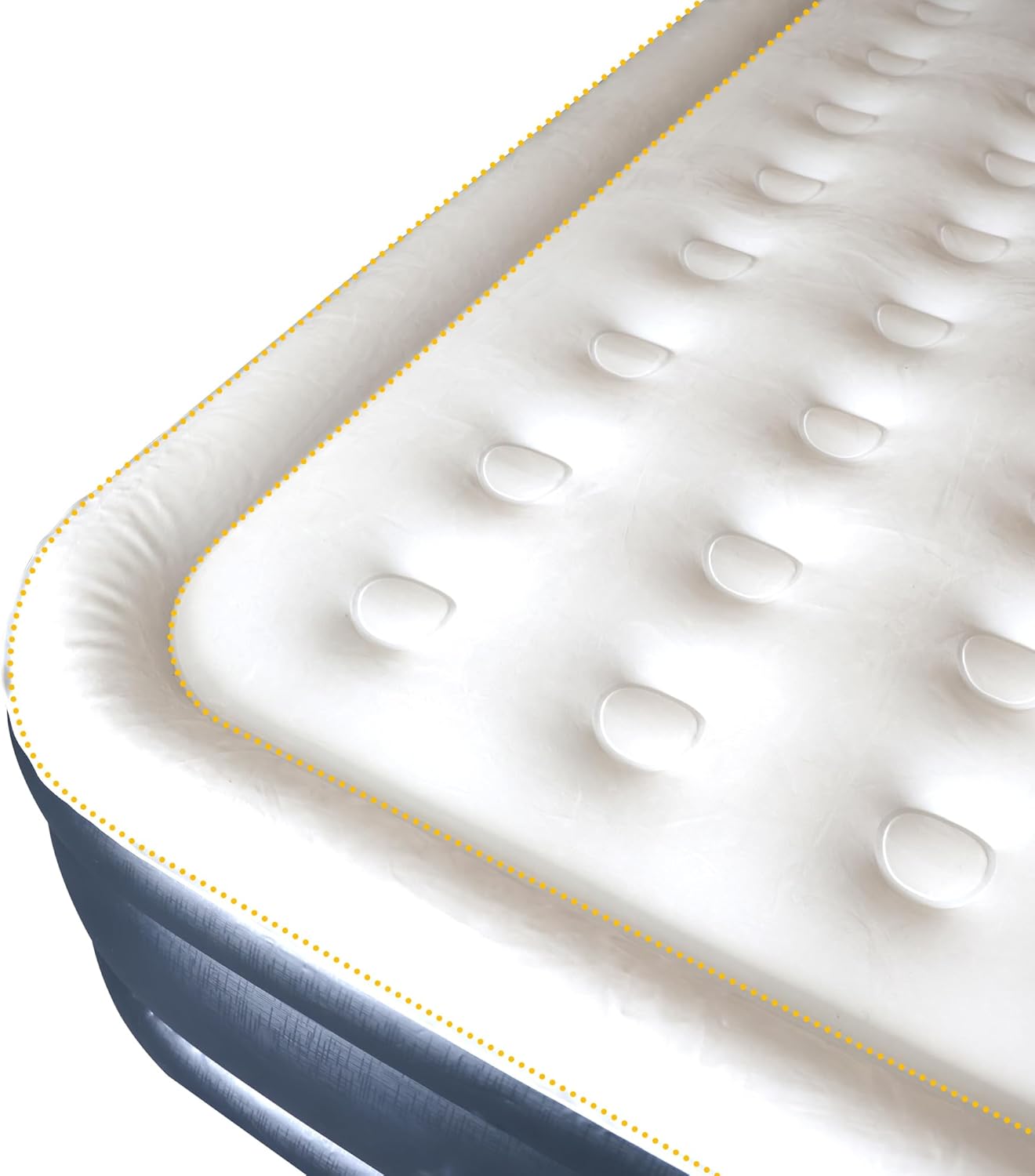 Colchón de aire exclusivo con bomba incorporada, cama inflable doble alta de lujo para el hogar, viajes y campamento, azul marinoblanco, Queen, 18