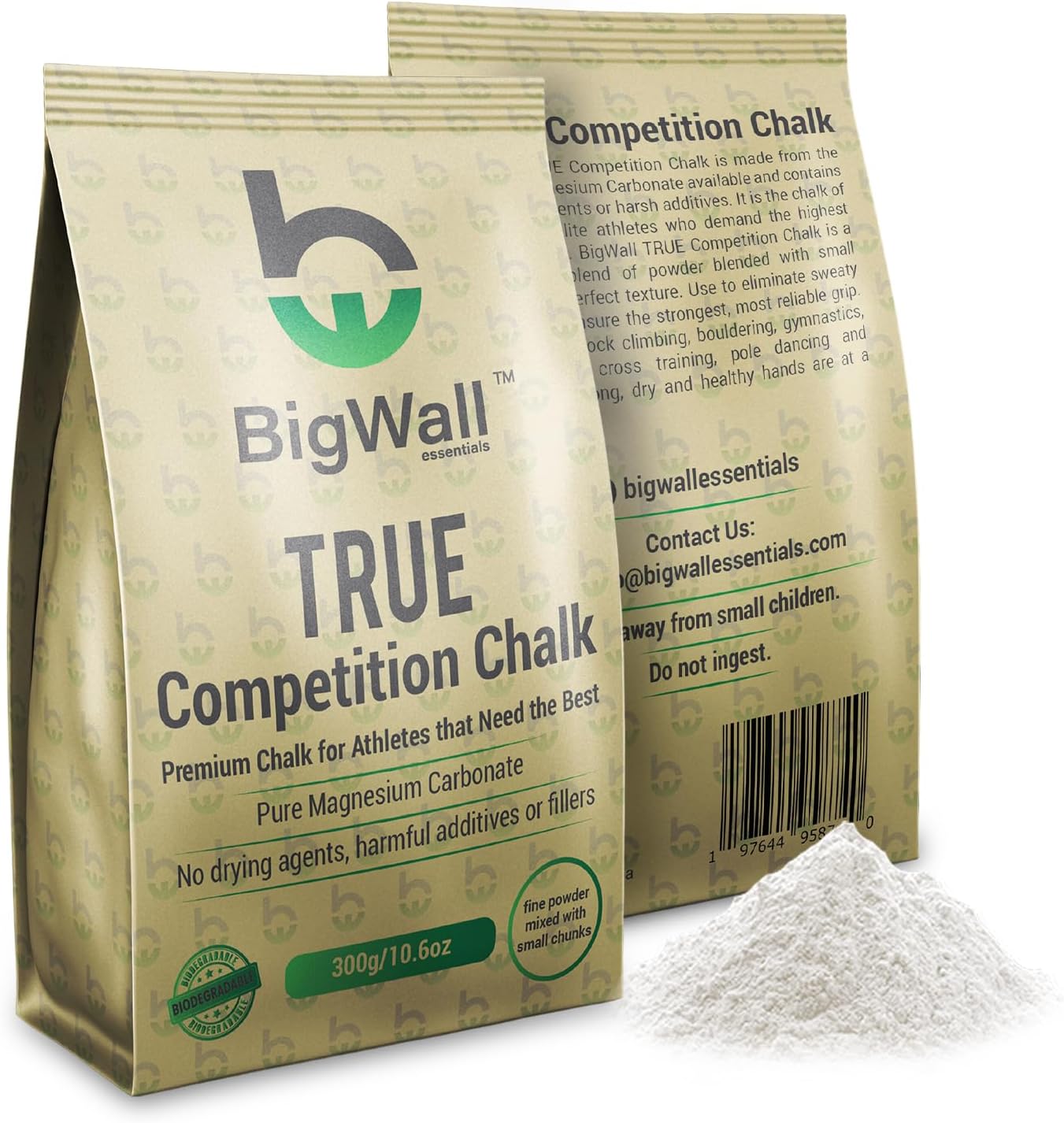 BigWall True Competition – Polvo de tiza de 10.6 onzas, grado prémium para un mejor agarre y rendimiento, carbonato de magnesio 100% puro, perfecto