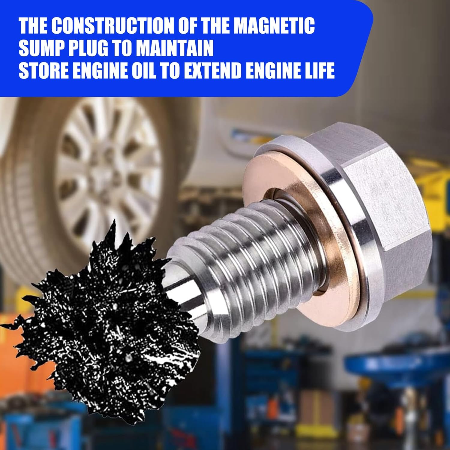 Paquete de 1 tapón de drenaje de aceite de motor de aluminio M12x1.25 con 5 juntas, tapón de drenaje resistente para sumidero de aceite, se adapta a