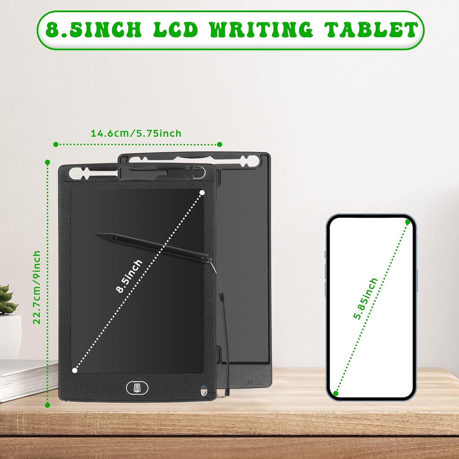 Paquete de 20 tabletas de escritura LCD con lápiz capacitivo de repuesto y cordón, almohadilla de escritura de 8.5 pulgadas, borrable, reutilizable,