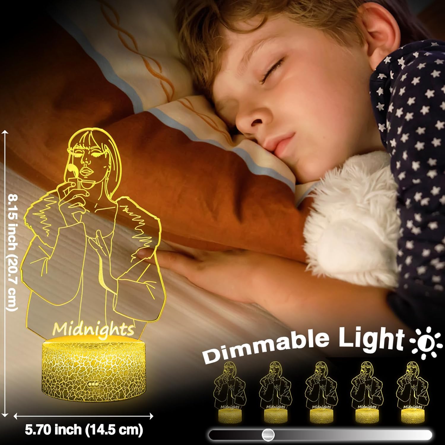 Taylor – Luz nocturna de medianoche, lámpara Taylor 3D ilusión, introspección para fanáticos de la música, regalos de cumpleaños, decoración de