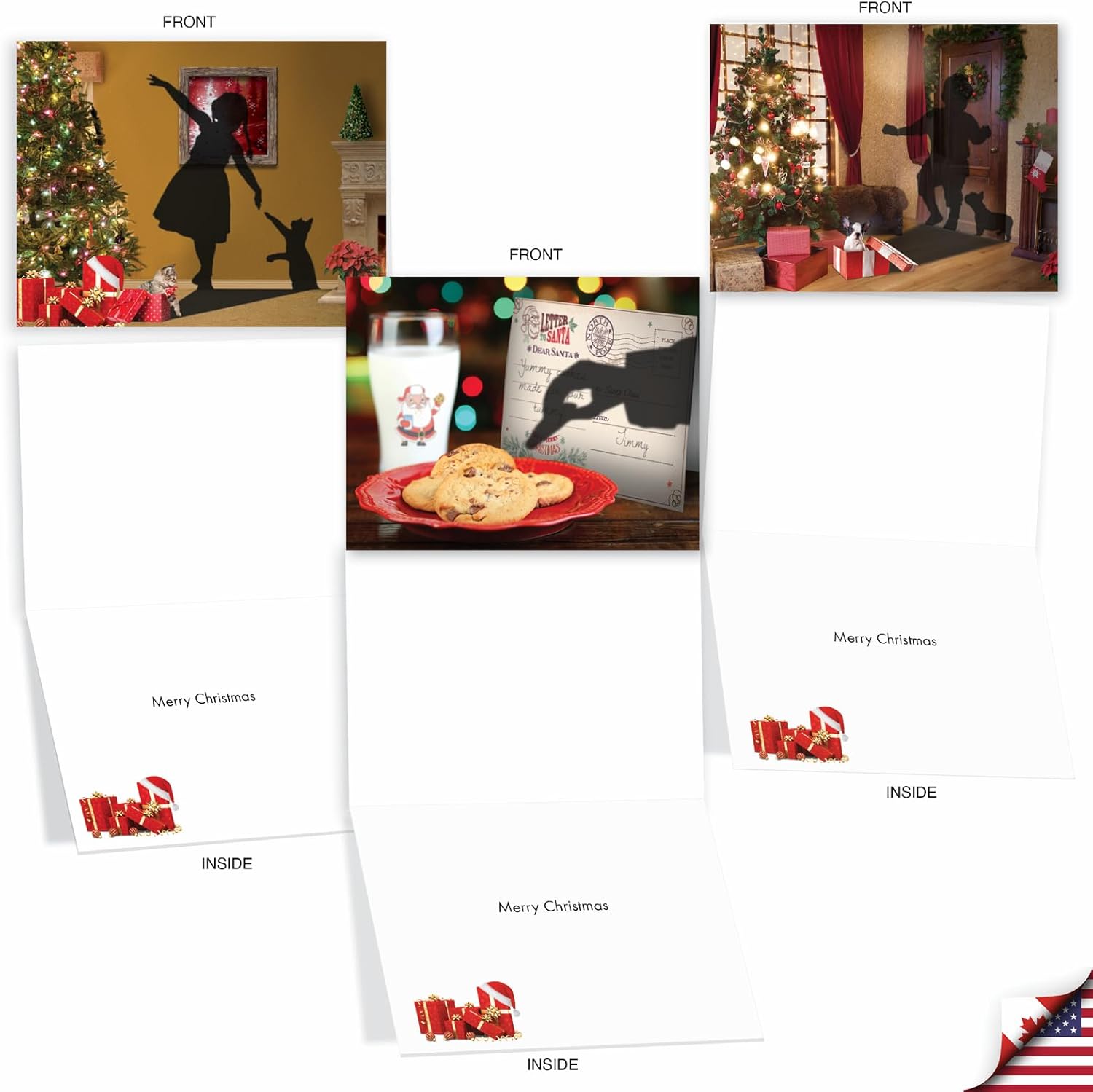 The Best Card Company – 10 tarjetas navideñas de Santa con sobres – Juego surtido en caja, tarjetas navideñas para niños (4 x 5.12 pulgadas) –