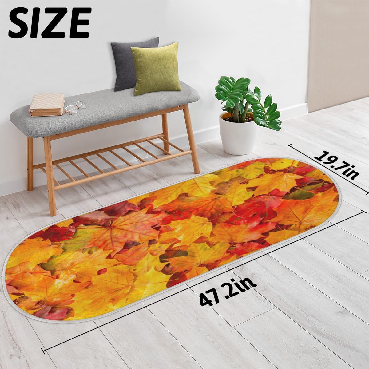 Autumn Maples Memory Foam Bathroom Rug Runner Soft Cozy Bath Rug Water Absorbent Non-Slip Bathroom Mat Thick Velvet Shower Mat Bath Mat for Bathroom