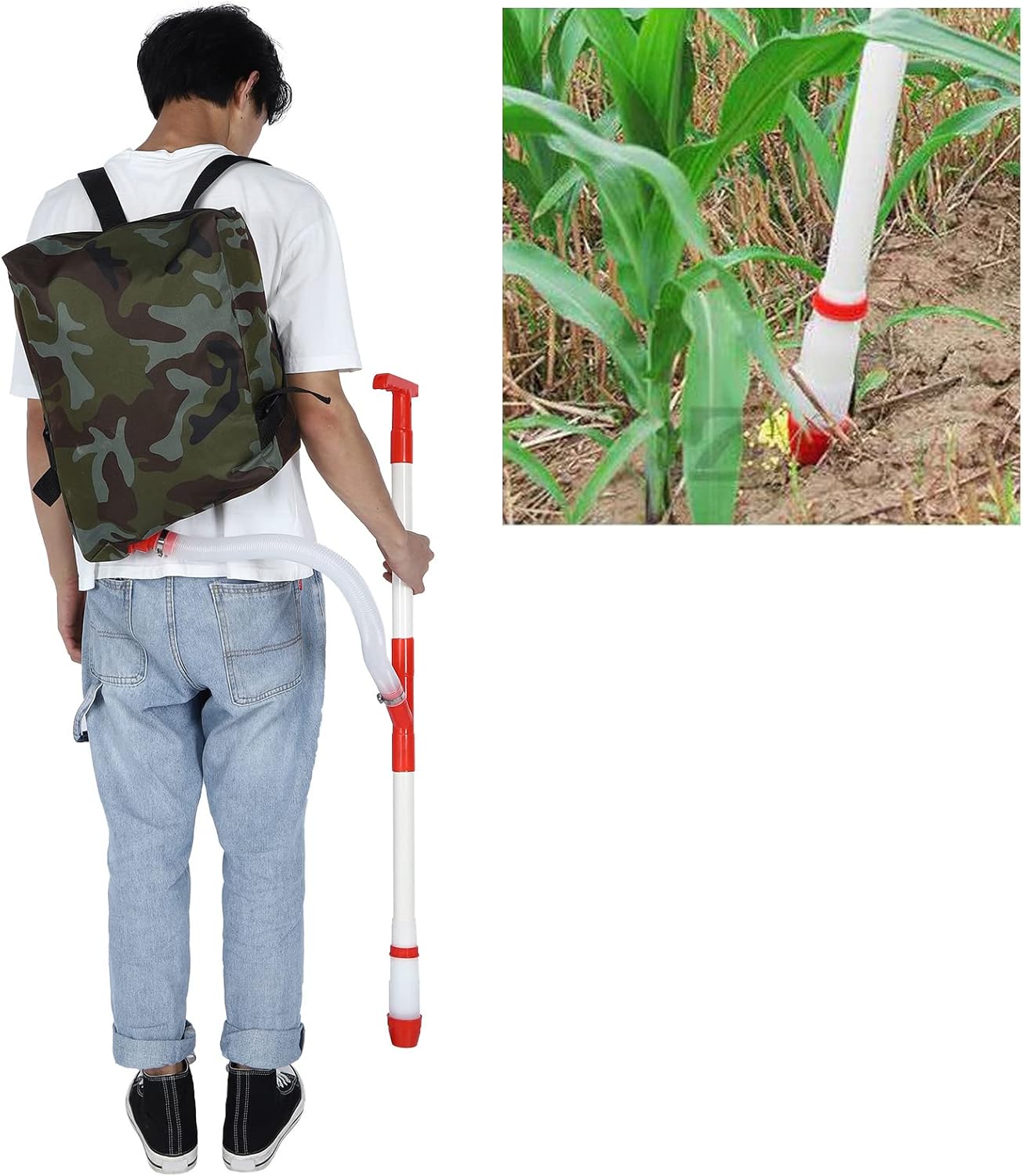 Fydun Herramienta de fertilizante manual esparcidor fertilizante con bolsa para granja Corn Vegetales Árboles frutales de caña de azúcar para