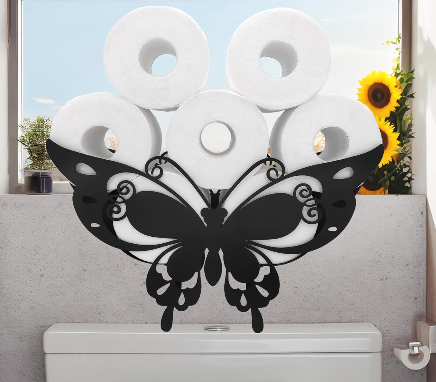 Divertido soporte de papel higiénico de mariposa, almacenamiento de animales para baño, almacenamiento de papel higiénico de animales de metal