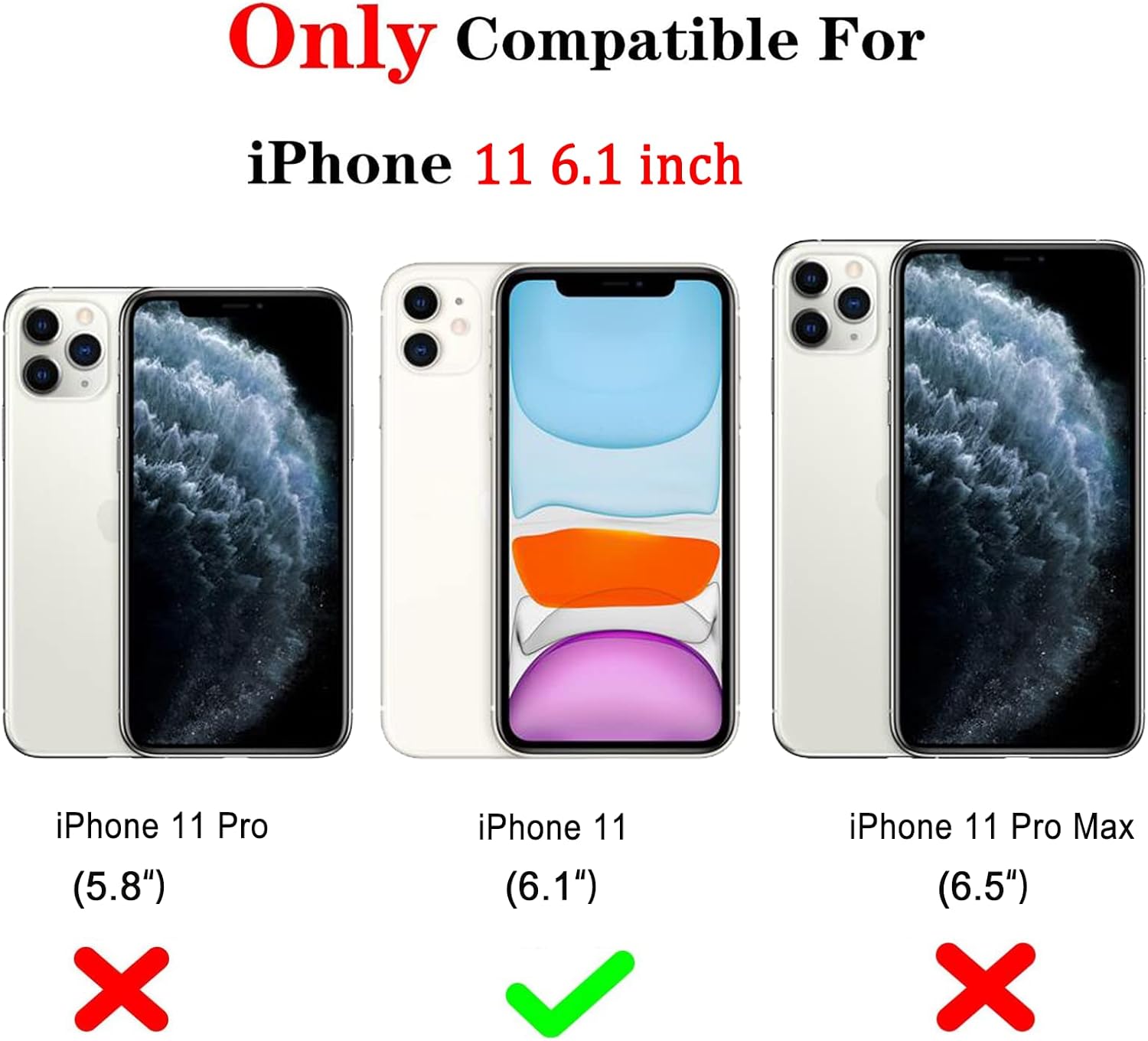 RANYOK Funda tipo cartera compatible con iPhone 11 (6.1 pulgadas), piel sintética de alta calidad, con cremallera, cartera con bloqueo RFID y correa