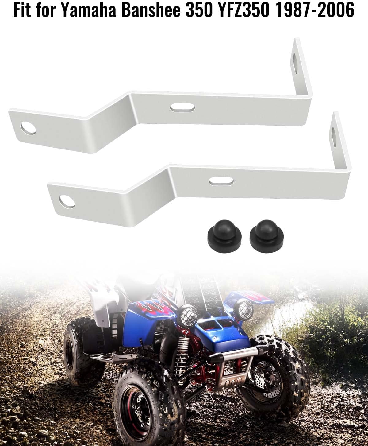 Soporte de guardabarros trasero compatible con Yamaha Banshee 350 YFZ350 1987-2006, paquete de 2