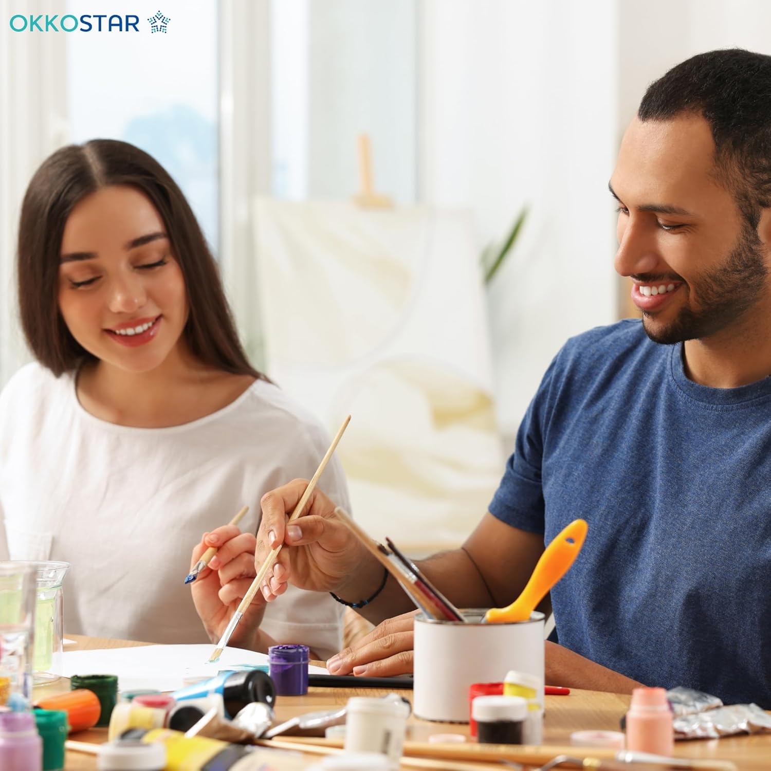 Kit de pintura y sorbo para parejas adultas, lienzo predibujado de 8 x 10 pulgadas para pintar para adultos, kit de pintura y sorbo con