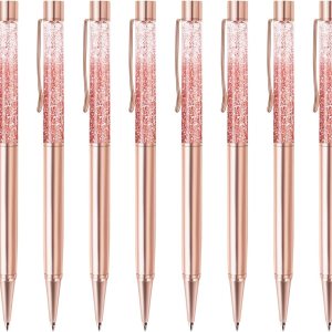 ZZTX 10 bolĂgrafos de oro rosa, bolĂgrafo de metal brillante dinámico de arena lĂquida con recambios, tinta negra, suministros de oficina, ZZTX 10 bolĂgrafos de oro rosa, bolĂgrafo de metal brillante dinámico de arena lĂquida con recambios, tinta negra, suministros de oficina,