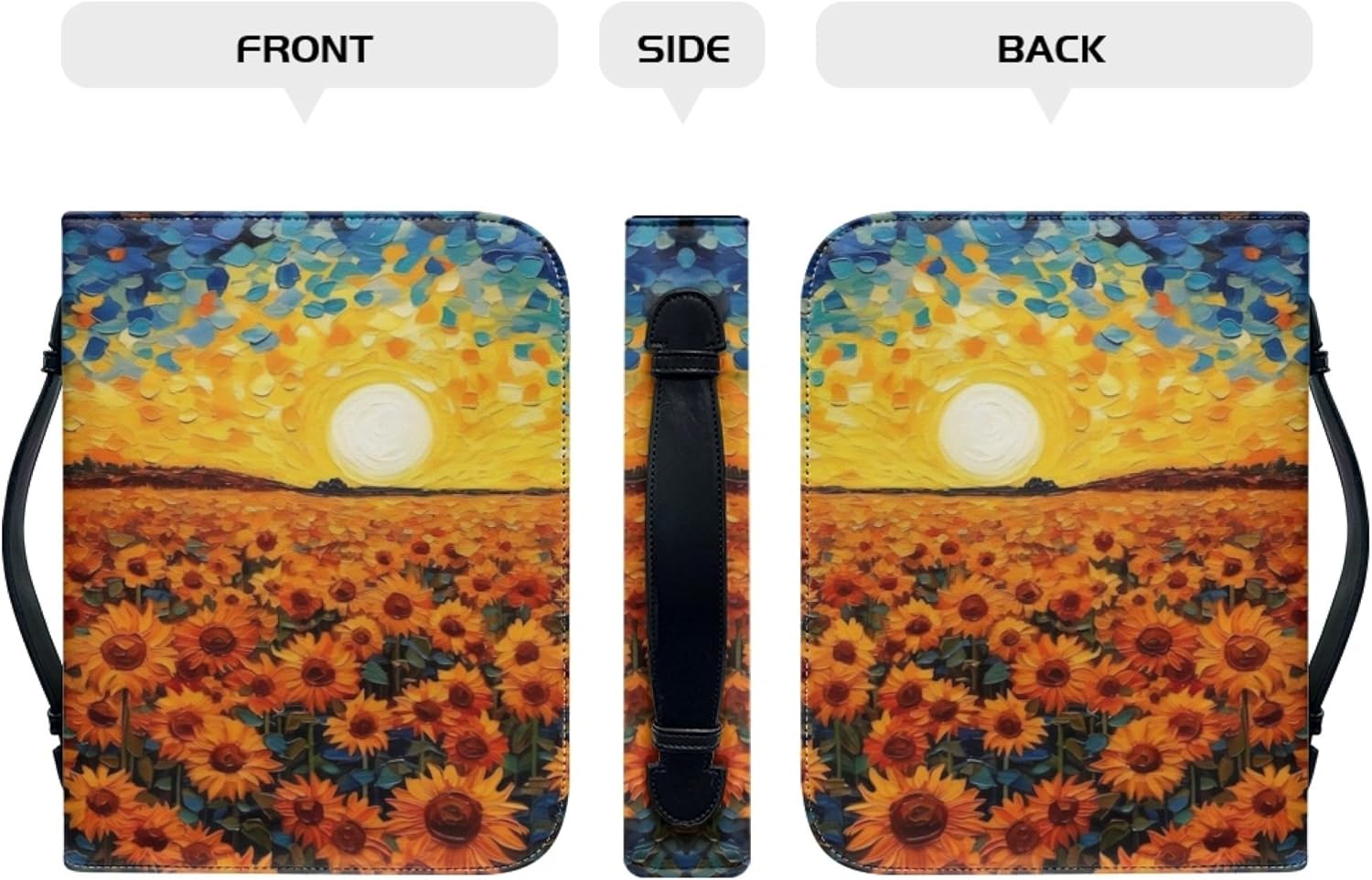 ZOCANIA Funda para la Biblia floral con asa y cremallera para mujer, funda de cuero impermeable para la Biblia, funda extragrande para libros de la