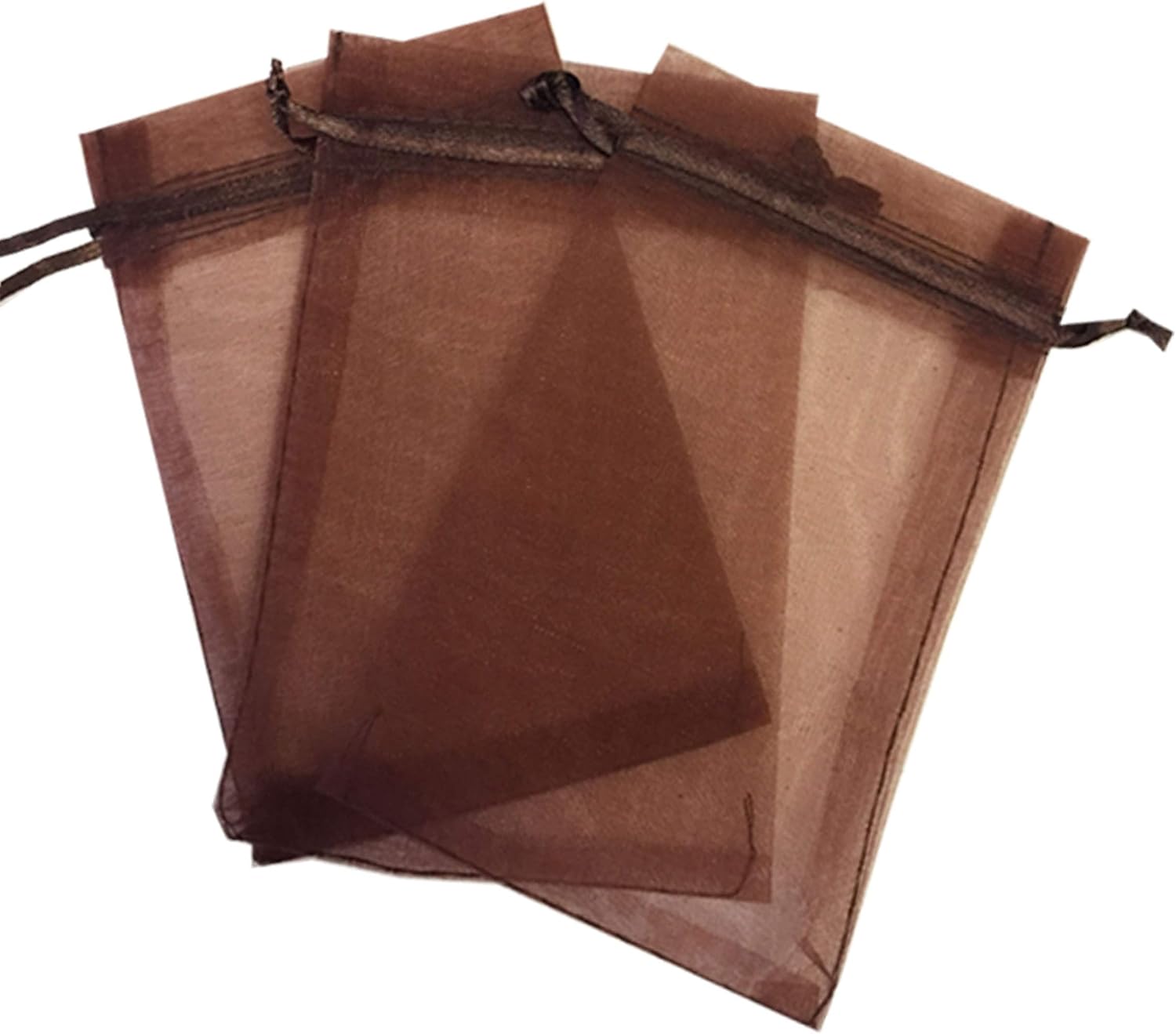 500 bolsas de organza con cordón transparente marrón de 2 x 3 pulgadas, bolsas de joyería, bolsas de regalo para bodas, fiestas, bolsas de regalo,