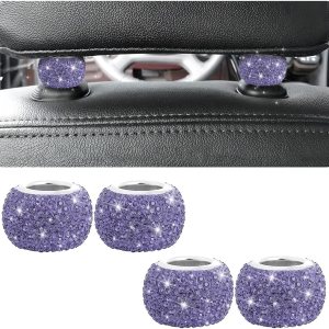 Paquete de 4 collares para reposacabezas de automóvil, collares brillantes para reposacabezas de automóvil, anillos decorativos, collares de Paquete de 4 collares para reposacabezas de automóvil, collares brillantes para reposacabezas de automóvil, anillos decorativos, collares de