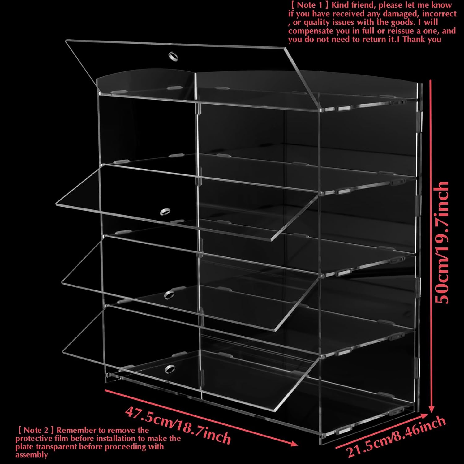 Vitrina de pastelería de 5 niveles para mostrador de panadería y pastelería de acrílico transparente, caja de exhibición de galletas de postre de