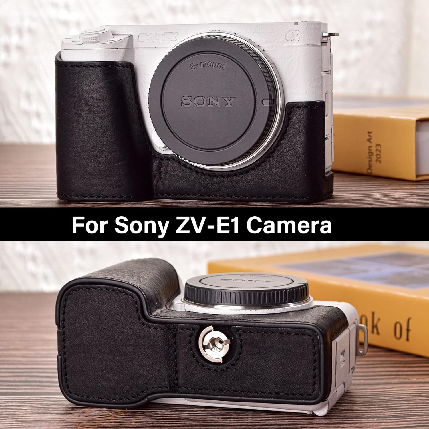MUZIRI KINOKOO Sony ZV-E1 – Funda de piel auténtica para cámara Sony ZV-E1ZVE1, funda protectora con apertura inferior, color negro