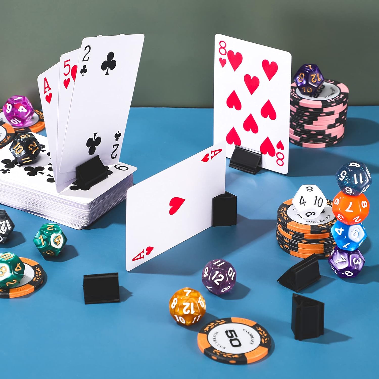 30 soportes para tarjetas de juego, soportes de plástico para tarjetas, soporte de juegos de mesa para juegos de fiesta (negro)