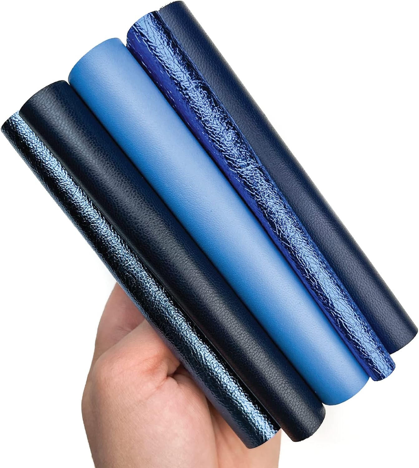 Hojas de cuero azul oscuro 5 piezas de cuero azul para manualidades, 5 x 5 pulgadas  12 x 12 centímetros