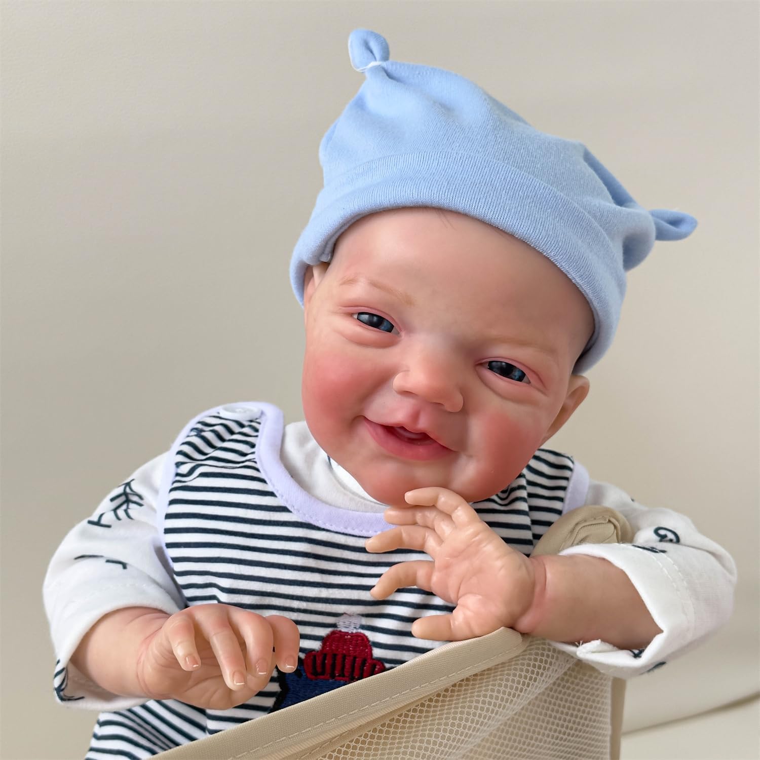 iCradle Muñecas de bebé Reborn de 20 pulgadas realistas recién nacidos, muñecas de bebé sonrientes con cuerpo suave realista, extremidades de