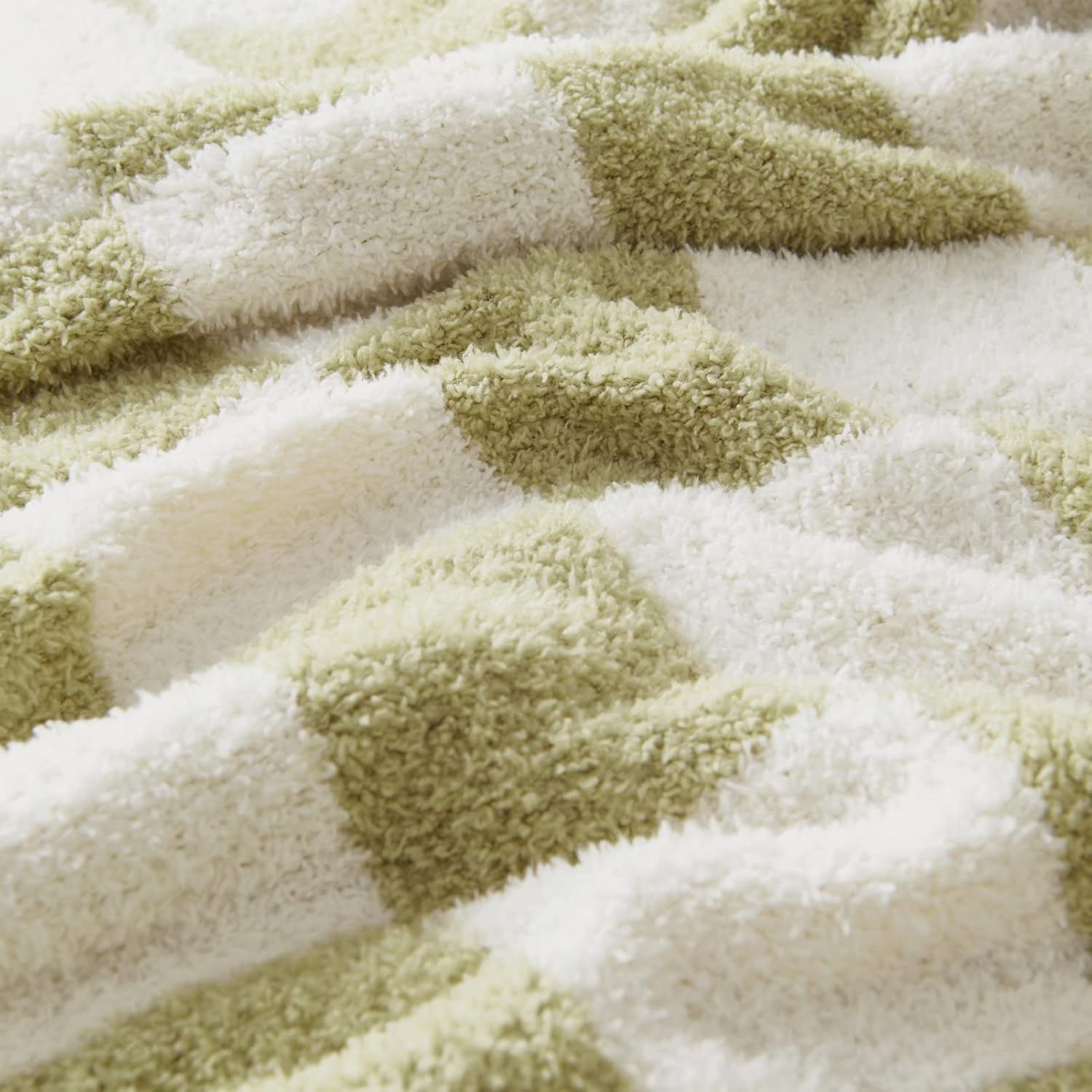 Manta de cuadros ultra suave y acogedora manta de cuadros verde salvia, cálida y esponjosa, manta a cuadros verde salvia y blanco para sofá y cama,