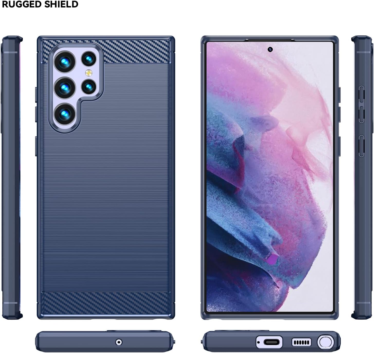 Asuwish Funda compatible con Samsung Galaxy S22 Ultra 5G y protector de pantalla de vidrio templado, accesorios de celda, fundas protectoras para