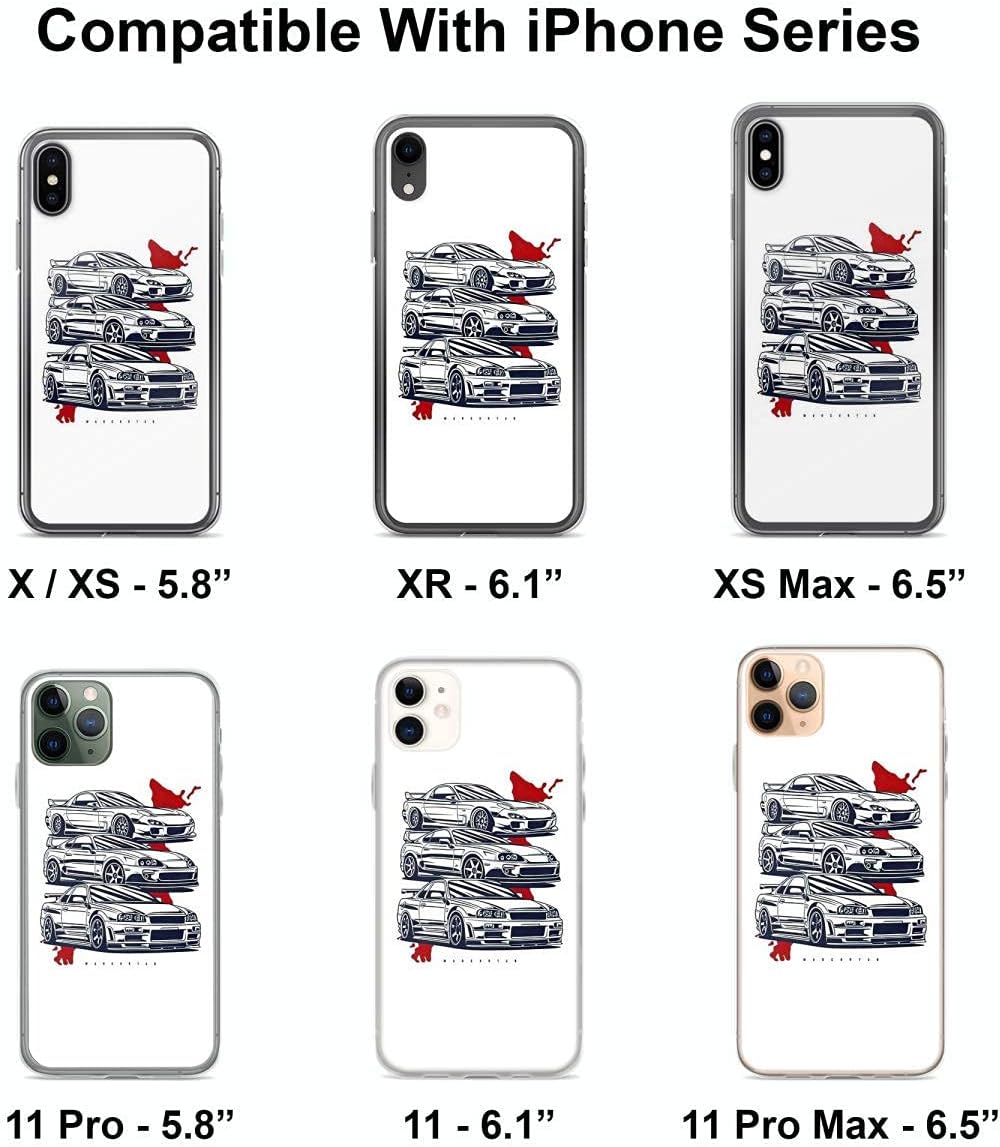 Funda compatible con iPhone 11 JDM Crew Rx7 Skyline GTR Supra Collection protectora flexible suave TPU transparente funda de teléfono diseño fresco