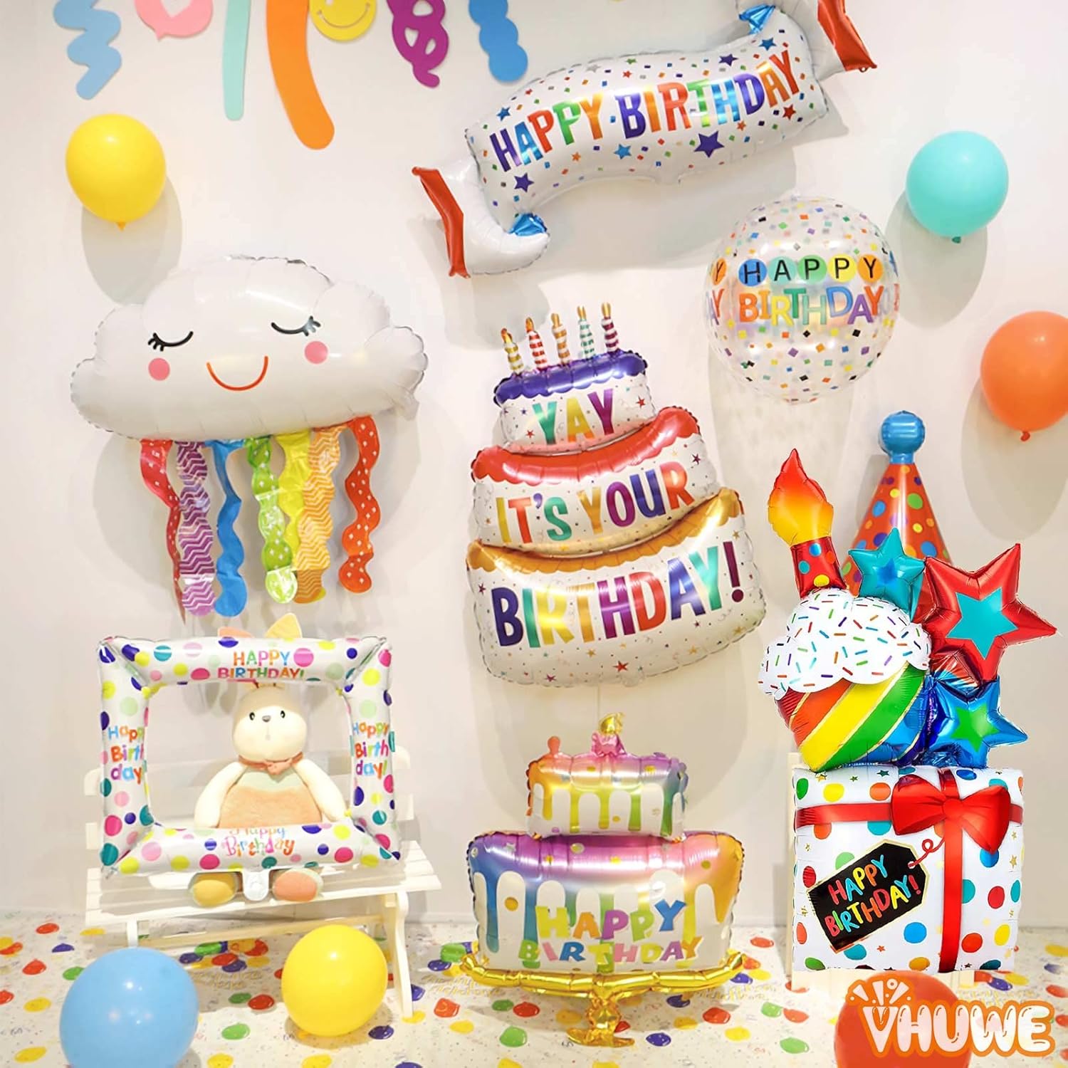 Globo de feliz cumpleaños, 3 globos impresos de feliz cumpleaños de 43 pulgadas, globo grueso grande de Mylar para fiesta de cumpleaños, suministros