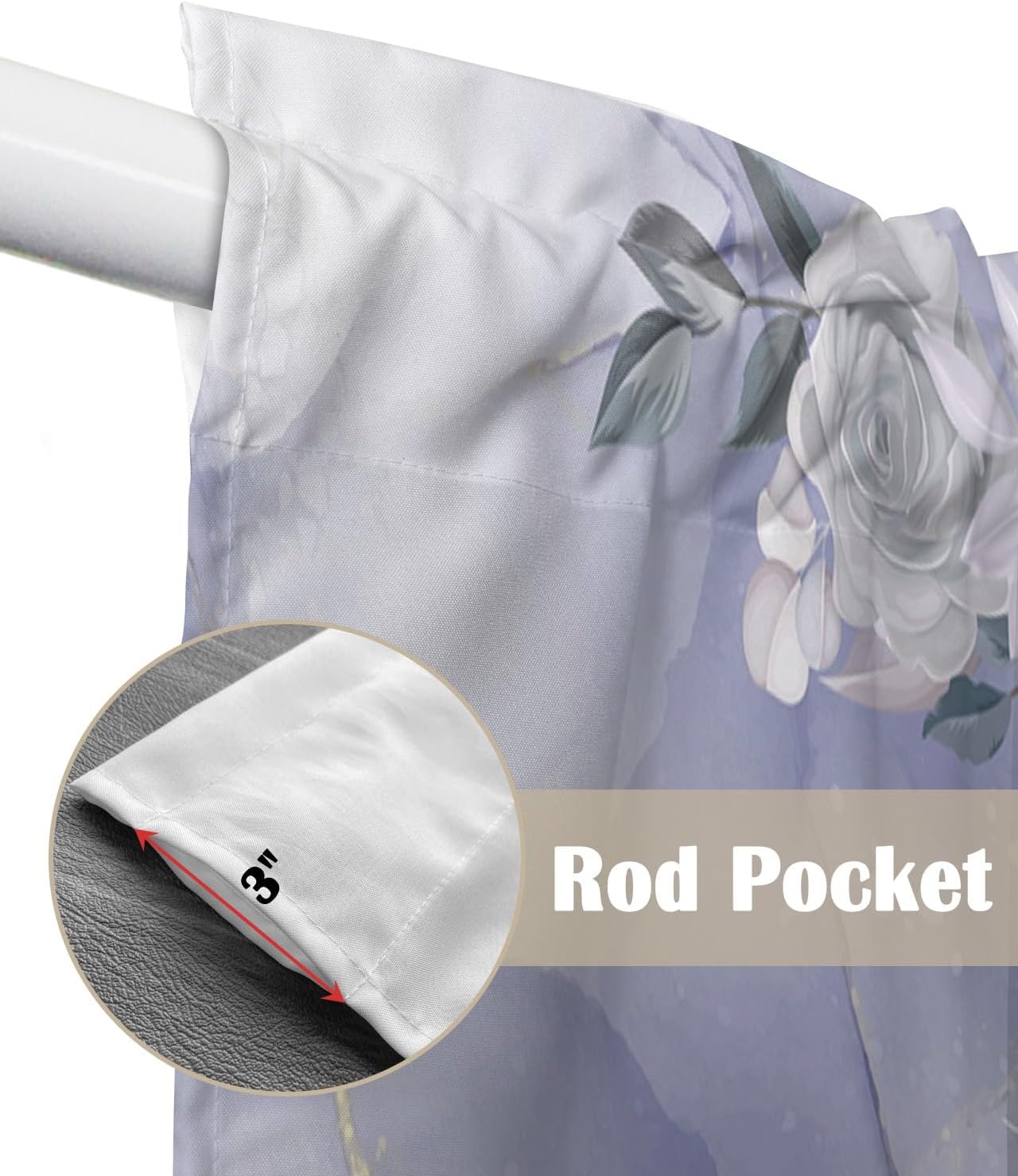 Cortina con estampado de flores en mármol morado, cenefas de cocina, cortinas con bolsillo para barra, par de niveles, con estampado floral de