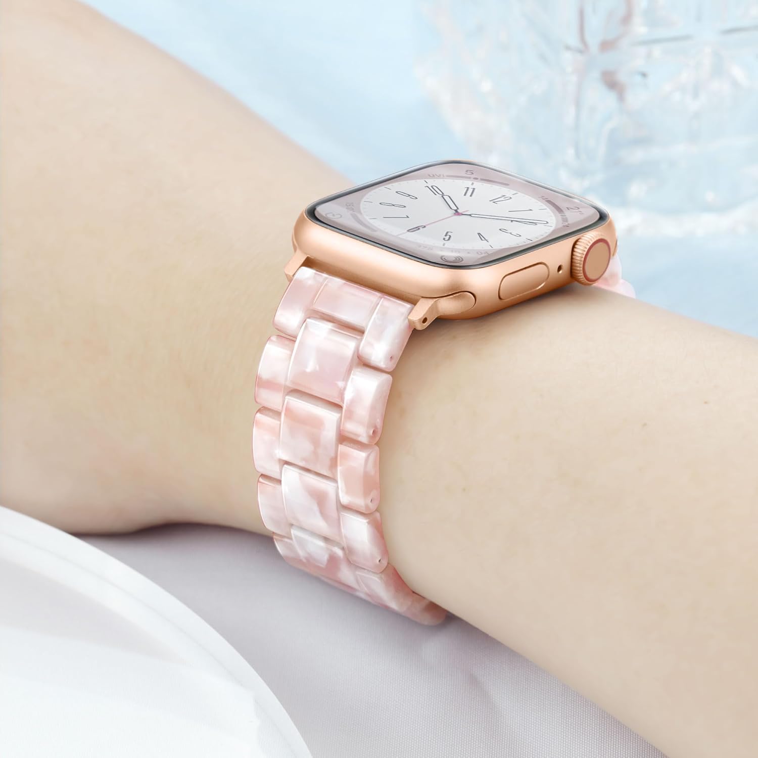Correa de reloj de resina ligera para Apple Watch Band de 1.772 in 1.732 in 1.654 in 1.929 in, pulsera de moda para mujeres y hombres, correa de