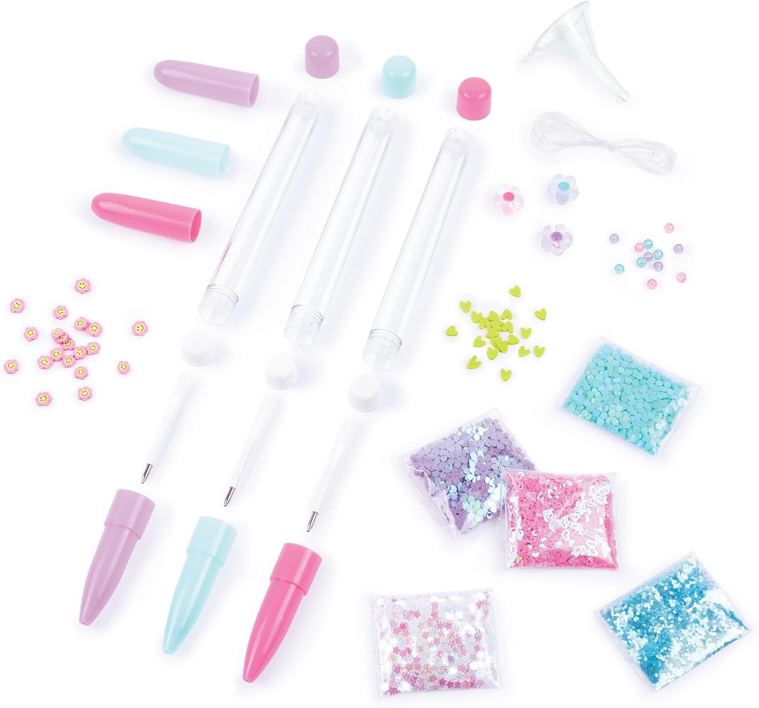 Make It Real Bolígrafos flotantes de bricolaje haz 3 bolígrafos brillantes, personaliza con purpurina y abalorios, adolescentes, niñas y niños a