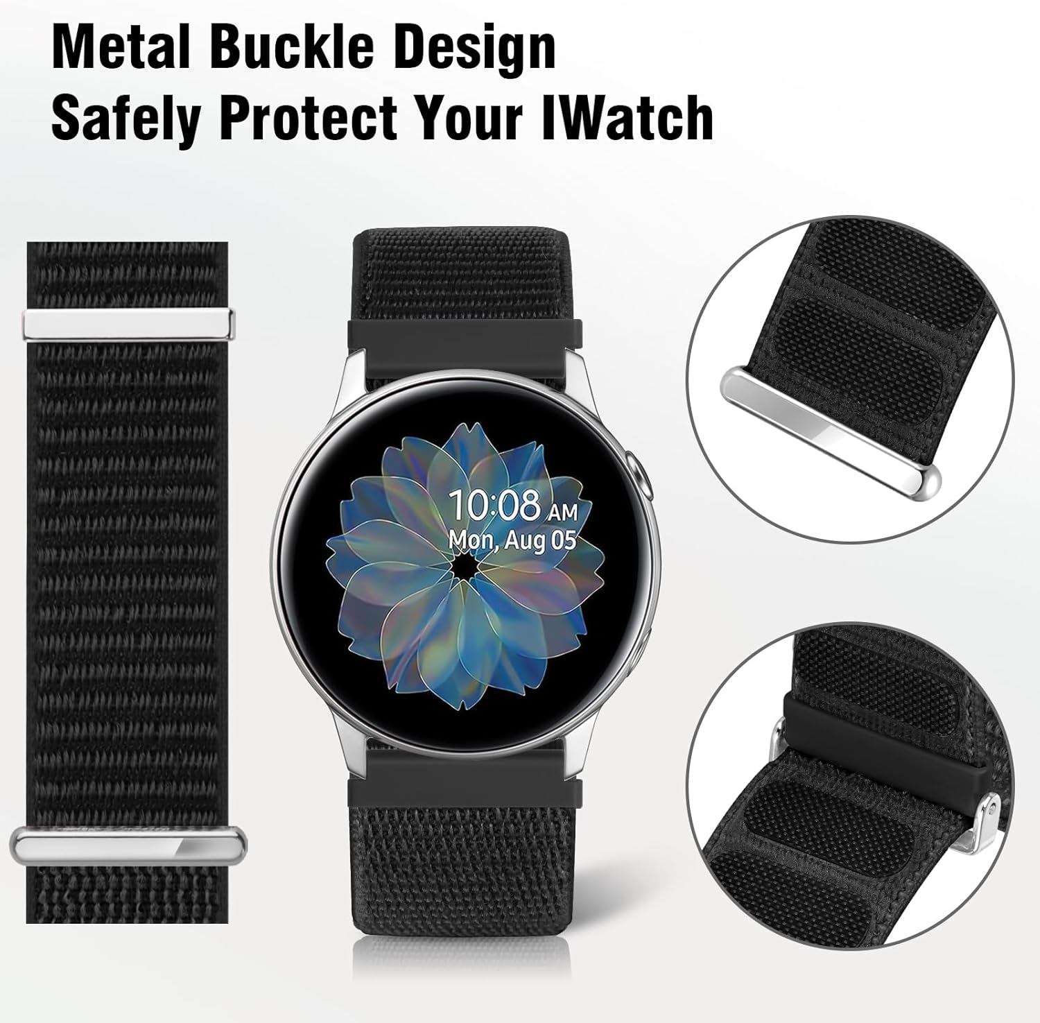 OHOTLOVE Correa de nailon de 0.78 pulgadas compatible con Samsung Galaxy Watch 654 de 1.575 pulgadas, 1.732 pulgadas, Galaxy Watch 5 Pro de 1.772