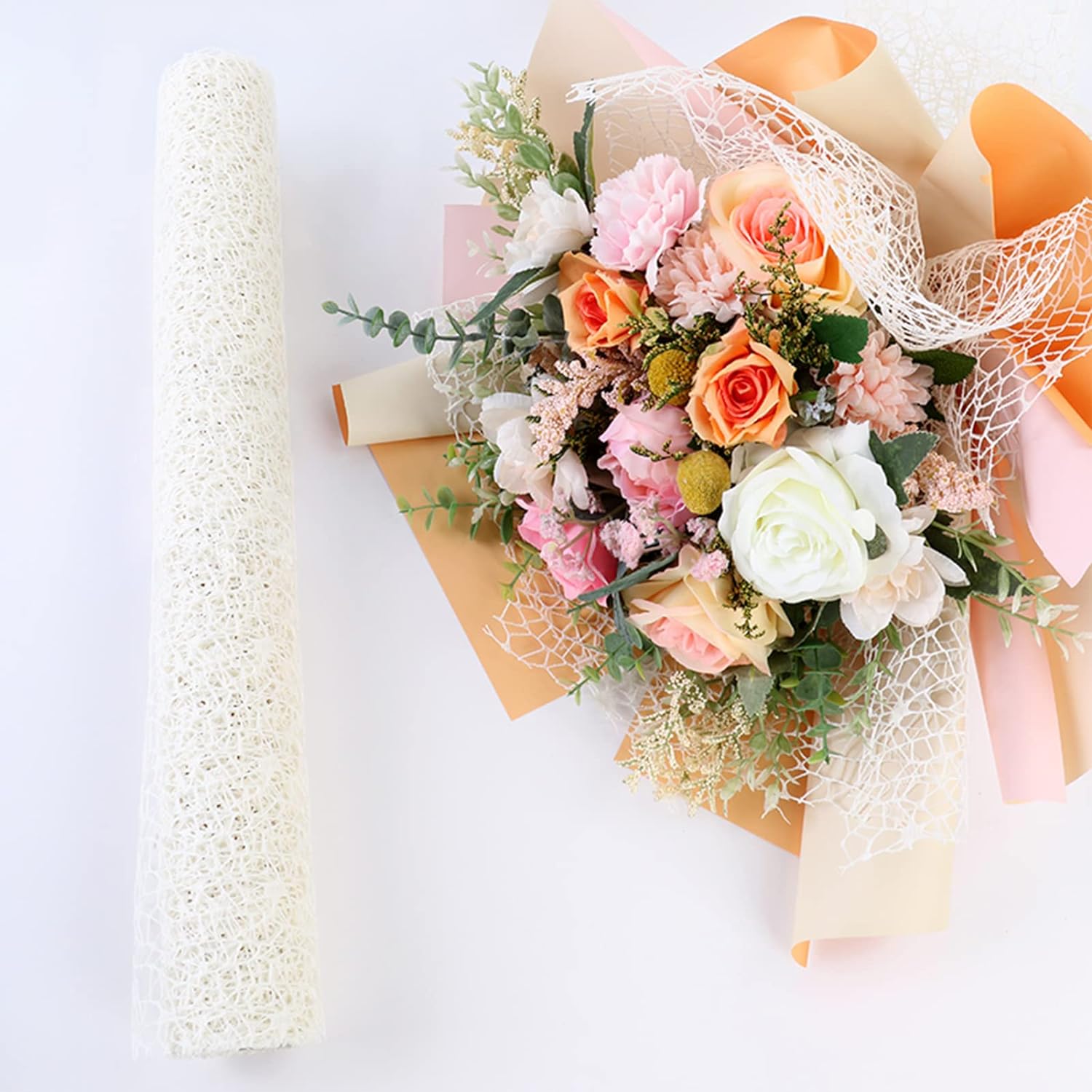 Papel de regalo floral calado de malla jacquard coreano, 1 rollo de suministros de floristería, papel de envoltura de ramo de flores, suministros