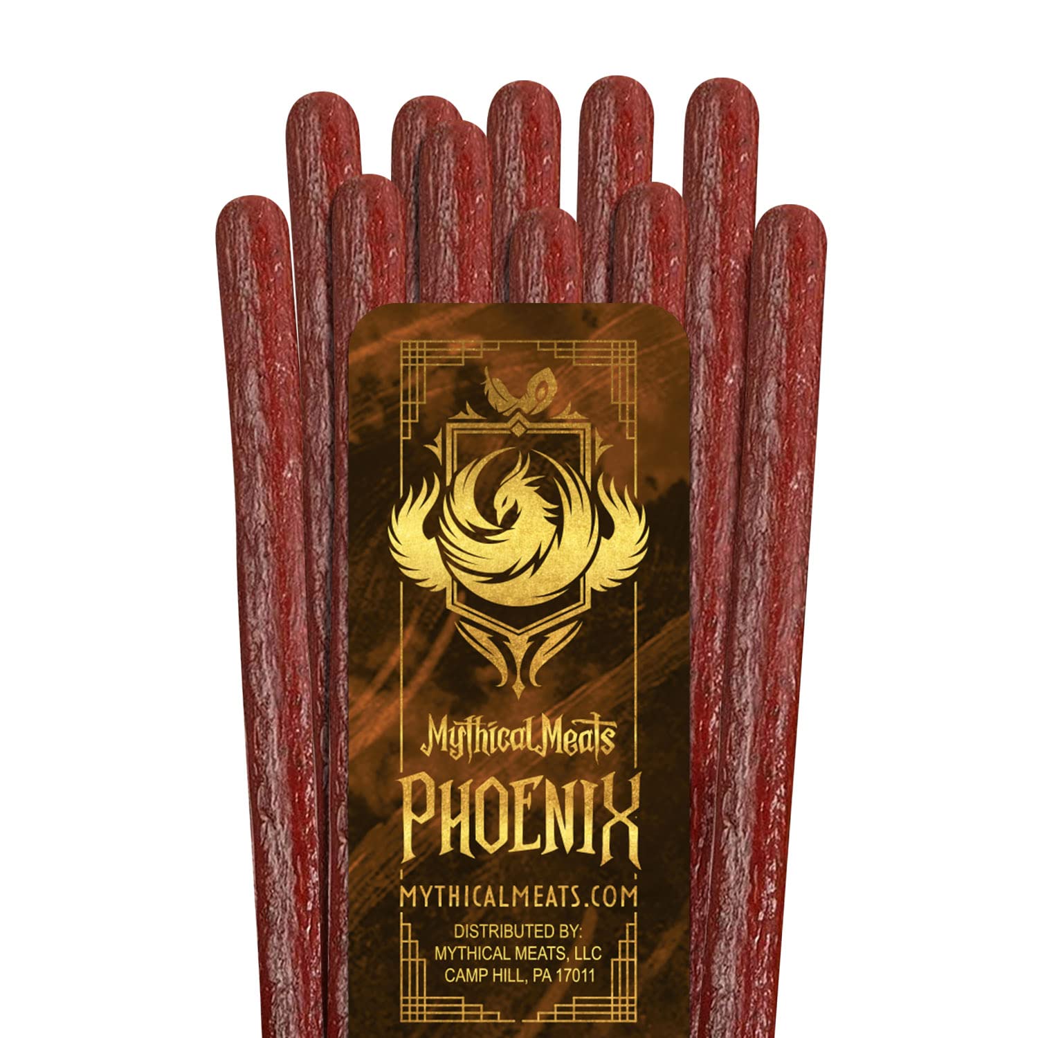 Mythical Meats Sabor original (Phoenix) Paquete de 12 palitos de refrigerio – Pavo de pimiento dulce con carne de res – Carnes secas y deshidratadas