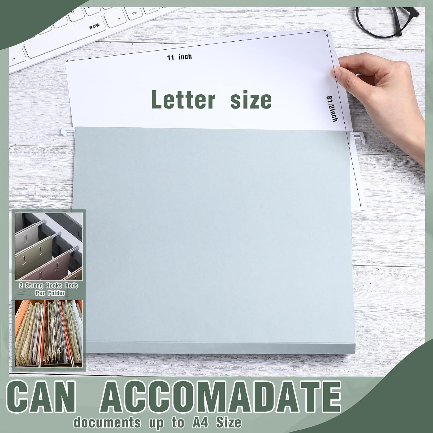 Yaomiao 48 carpetas colgantes tamaño carta, organizador de archivos de 12 colores con pestañas para oficina, escuela, aula, hogar, suministros de