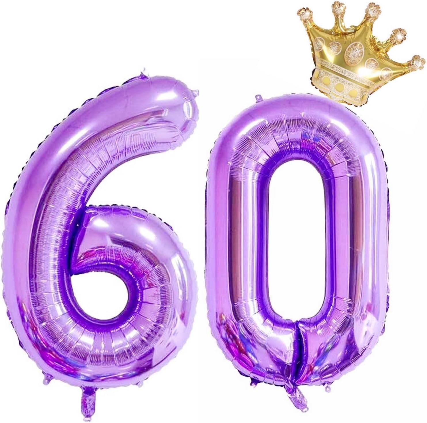 Globos morados del número 60 de 40 pulgadas con corona, globos de cumpleaños 60 para hombres y mujeres, decoraciones de cumpleaños de 60 pulgadas,