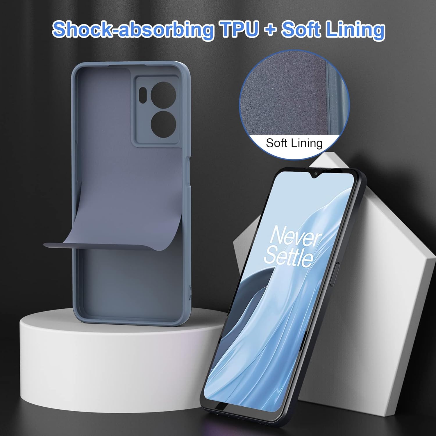Foluu Funda de silicona para OnePlus Nord N300, funda protectora de goma de gel líquido con forro de microfibra suave, carcasa rígida delgada a
