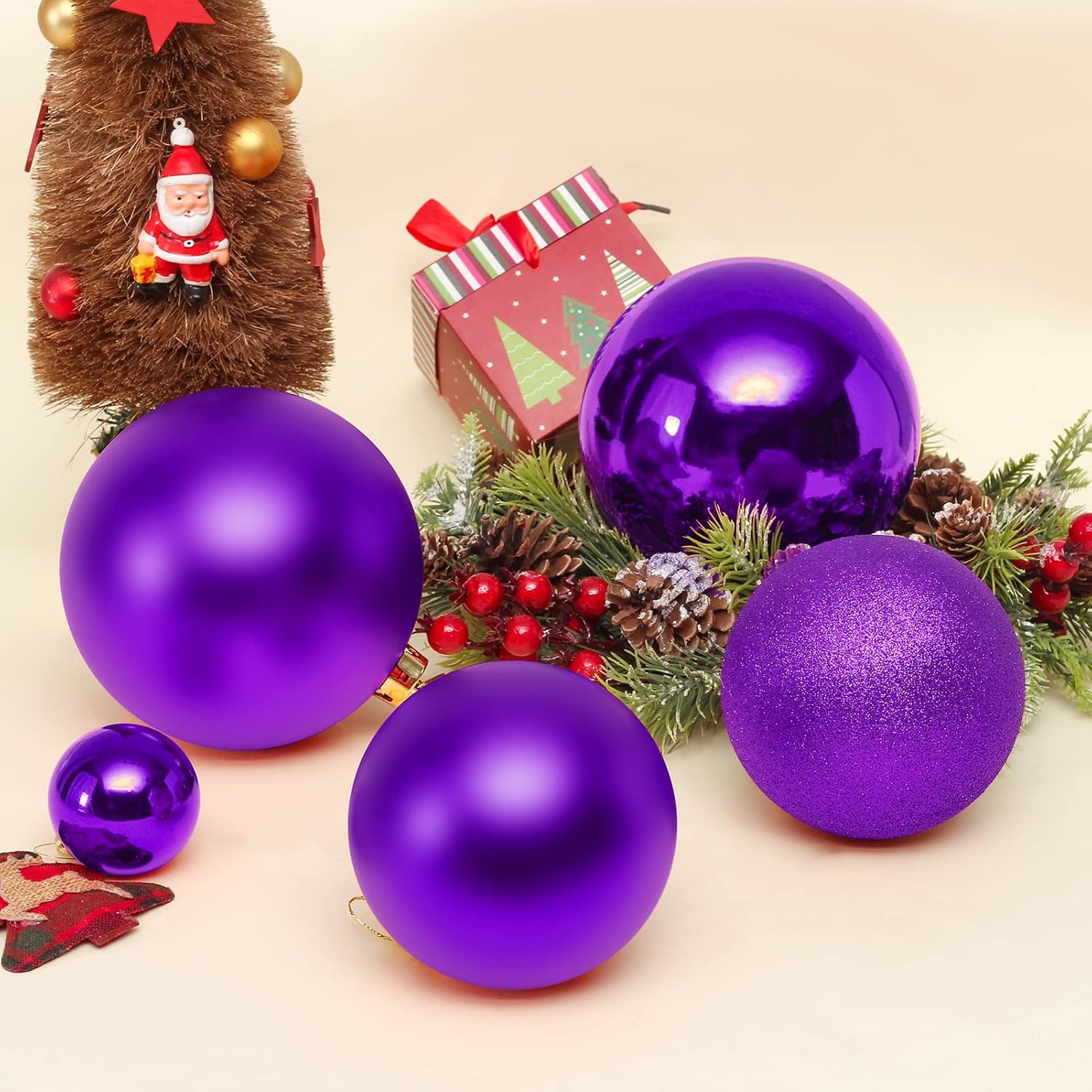 SY Super Bang Adornos de Navidad extra grandes de 5.91″ (150 mm) juego de bolas gigantes decoraciones inastillables para festividades fiestas Acción