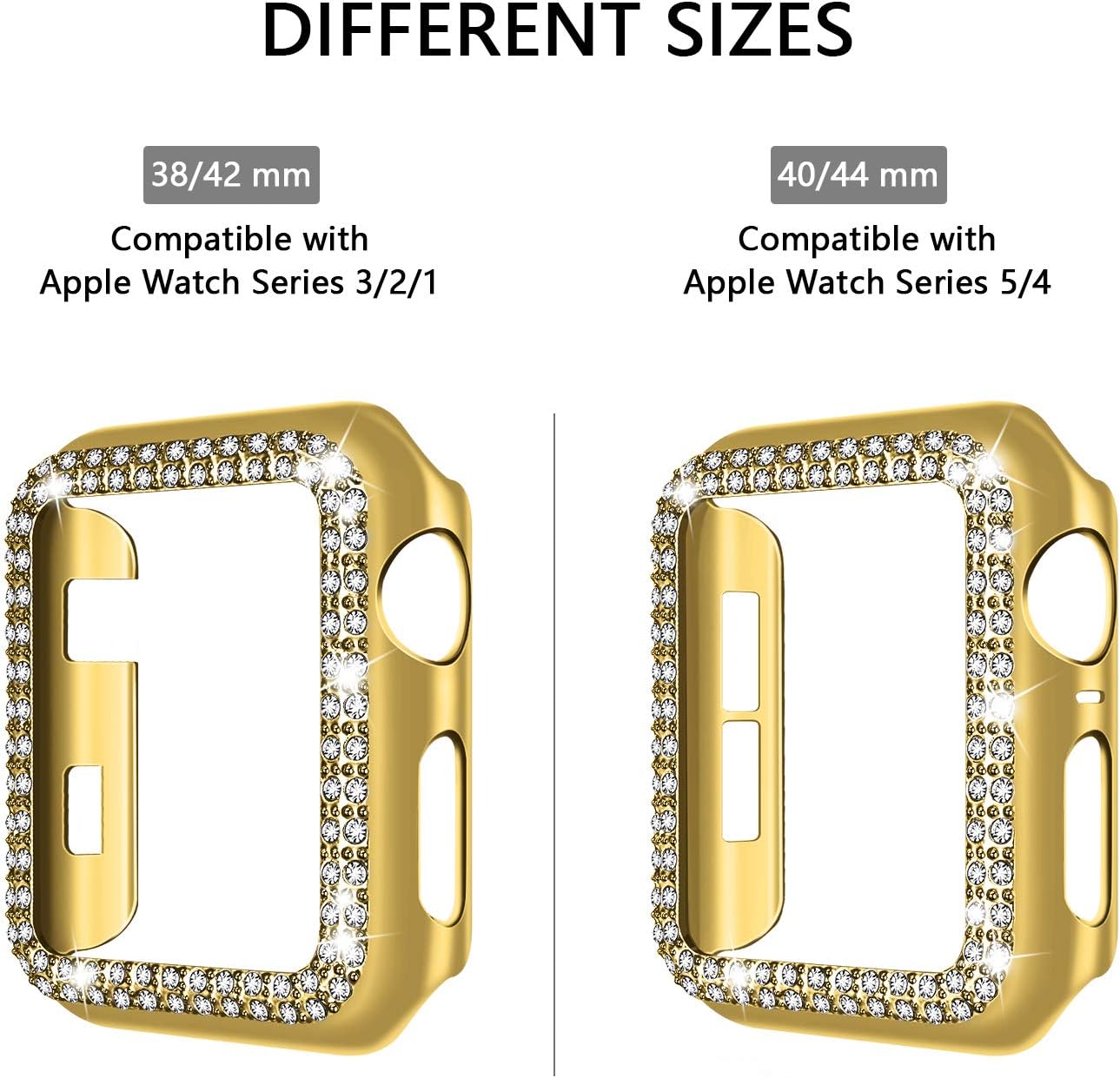 adepoy – Carcasa para Apple Watch con protector de pantalla y cristales brillantes, protección completa para iWatch Series 654321 SE