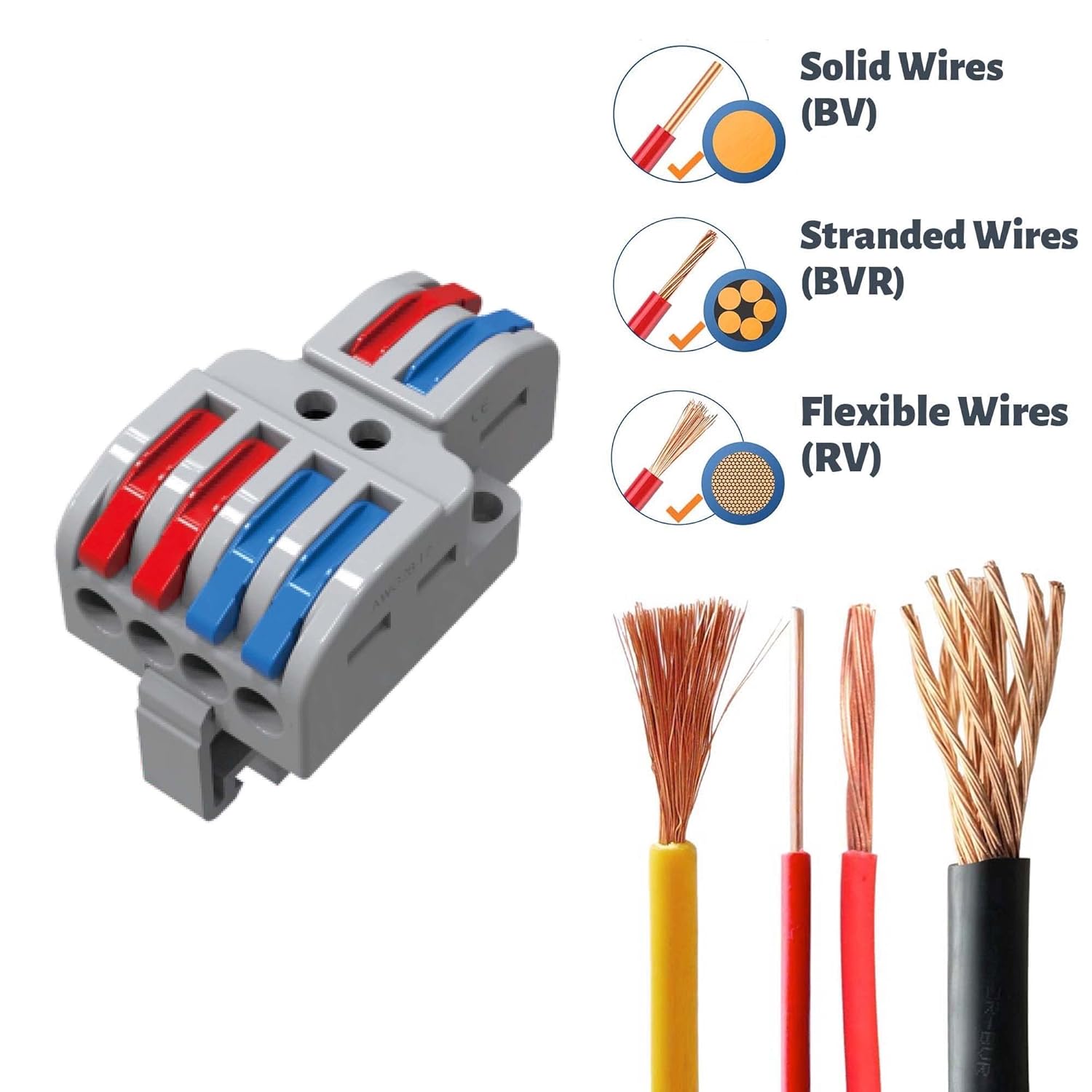 Koverflame Conector de cable de palanca, conector de cable de cableado rápido, bloque de terminales de conductor a presión, conectores de empalme
