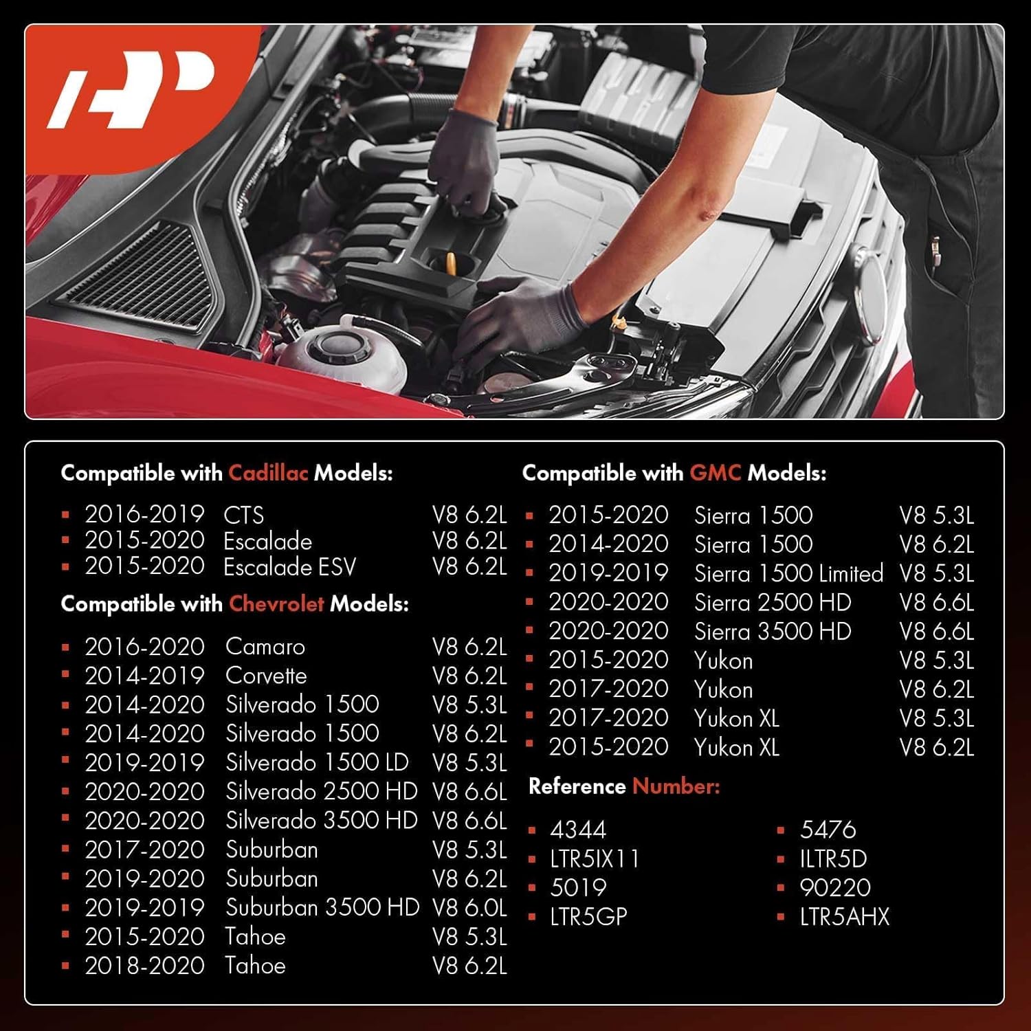 A-Premium Iridium Platinum Bujías compatibles con Chevrolet Silverado 15002500HD3500HD, Tahoe, Camaro, Suburban, Corvette y GMC Sierra, Yukon y
