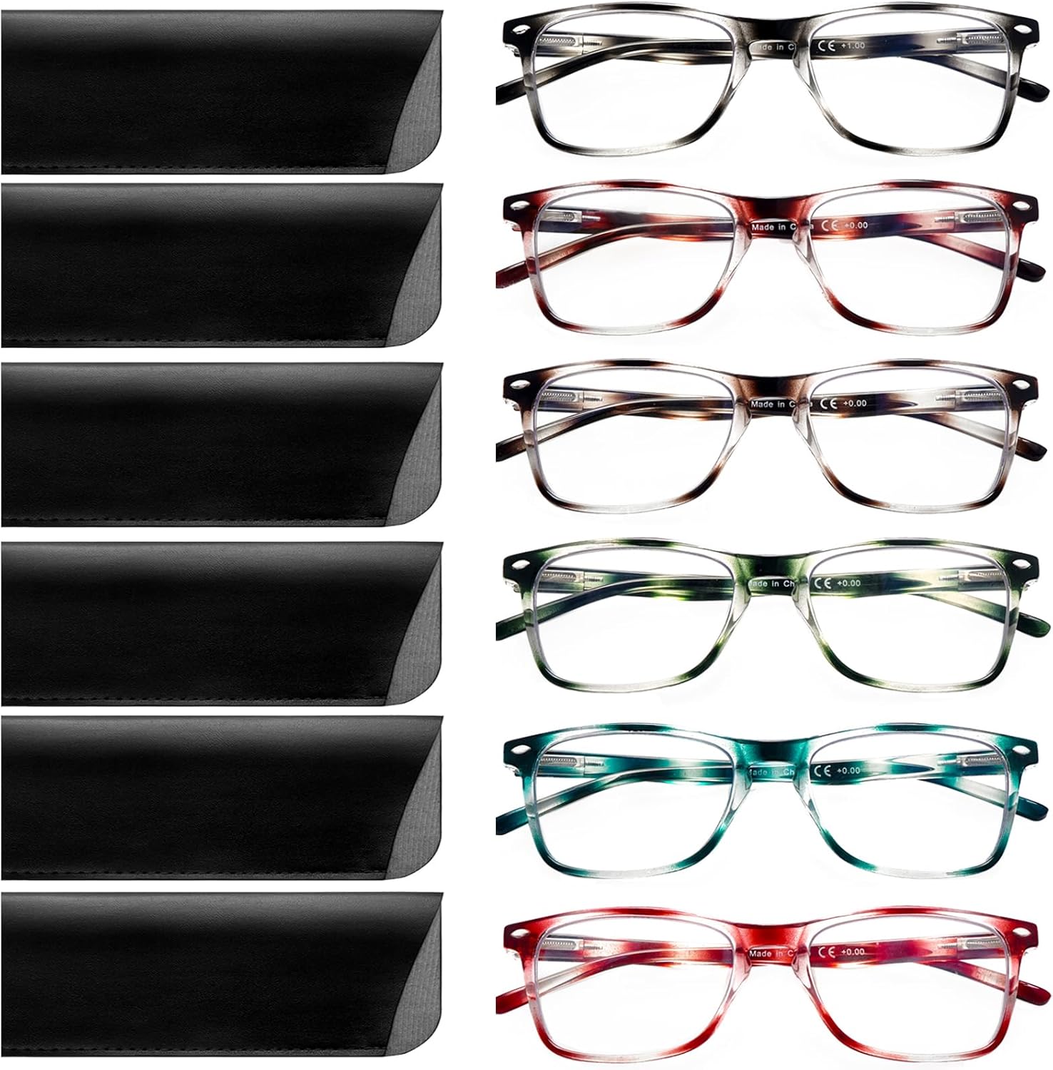 VIDEBLA Gafas de lectura para mujer, paquete de 6 unidades, con bloqueo de luz azul, bisagra de resorte, patrón ligero, con estampado para mujeres y