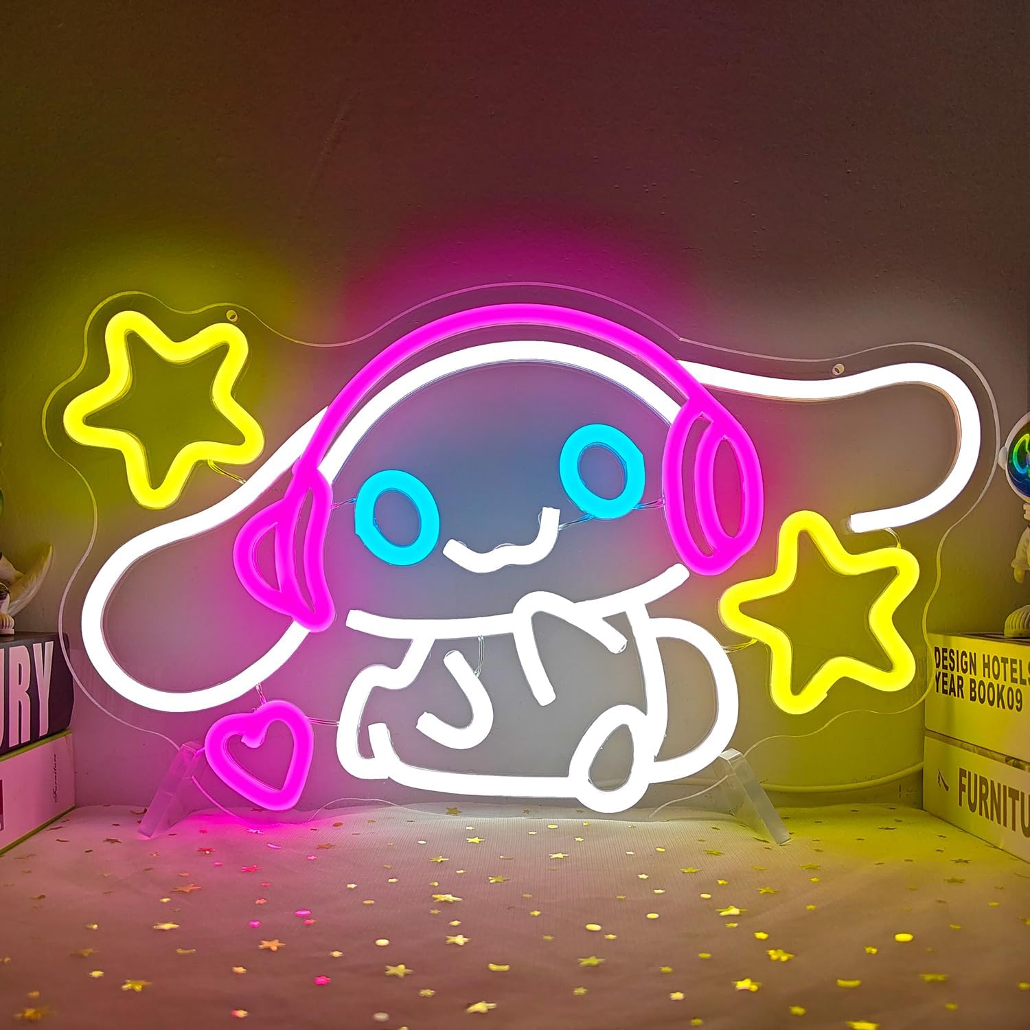 Cinnamoroll – Letrero de neón con luz de neón de anime para decoración de pared, letreros LED de dibujos animados para dormitorio, habitación de