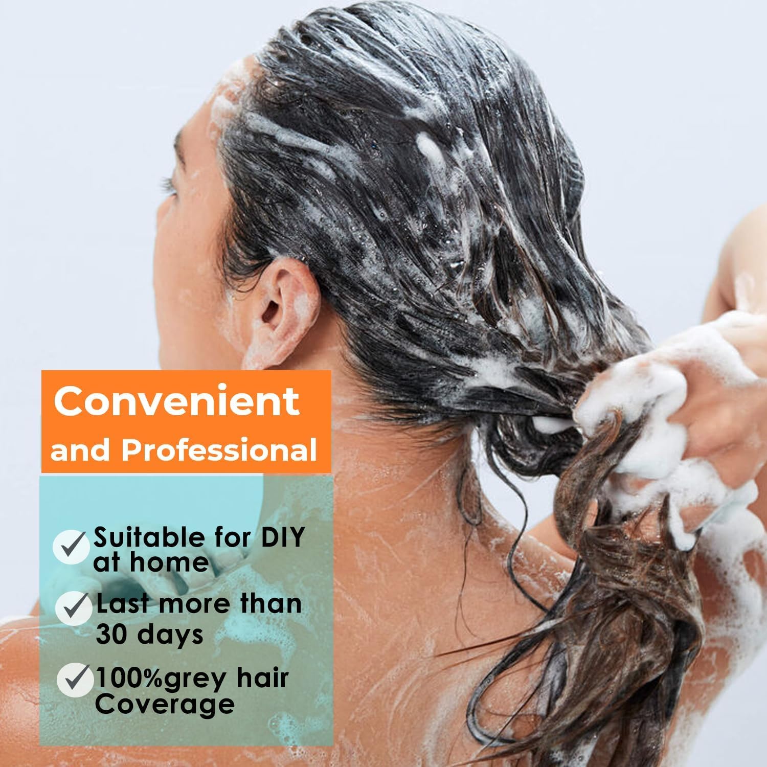 TSSPLUS Champú para colorear el cabello, 16.9 fl oz, tinte natural orgánico para el cabello, esencia vegetal, champú de tinte de color negro para