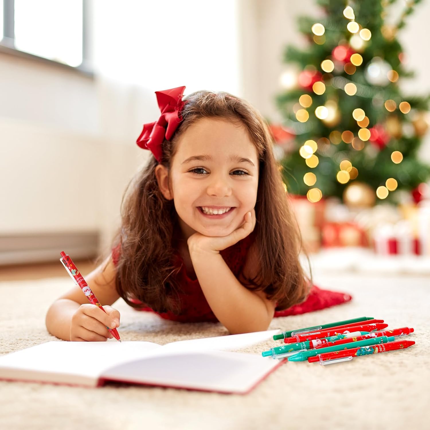 210 bolígrafos de tinta de gel de Navidad, bonitos bolígrafos retráctiles de Navidad, bonitos bolígrafos divertidos de dibujos animados a granel,