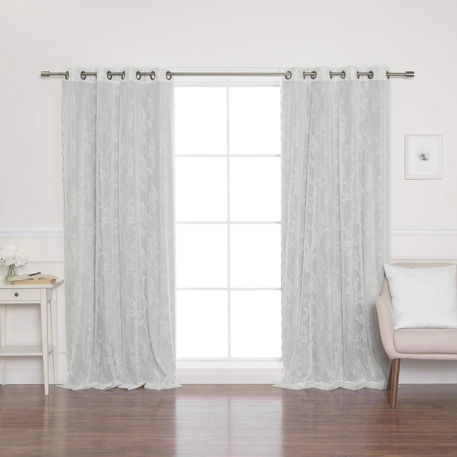 Best Home Fashion uMIXm Rose Sheers & Total Blackout Mix & Match Cortinas – Natural – 52 pulgadas de ancho x 84 pulgadas de largo